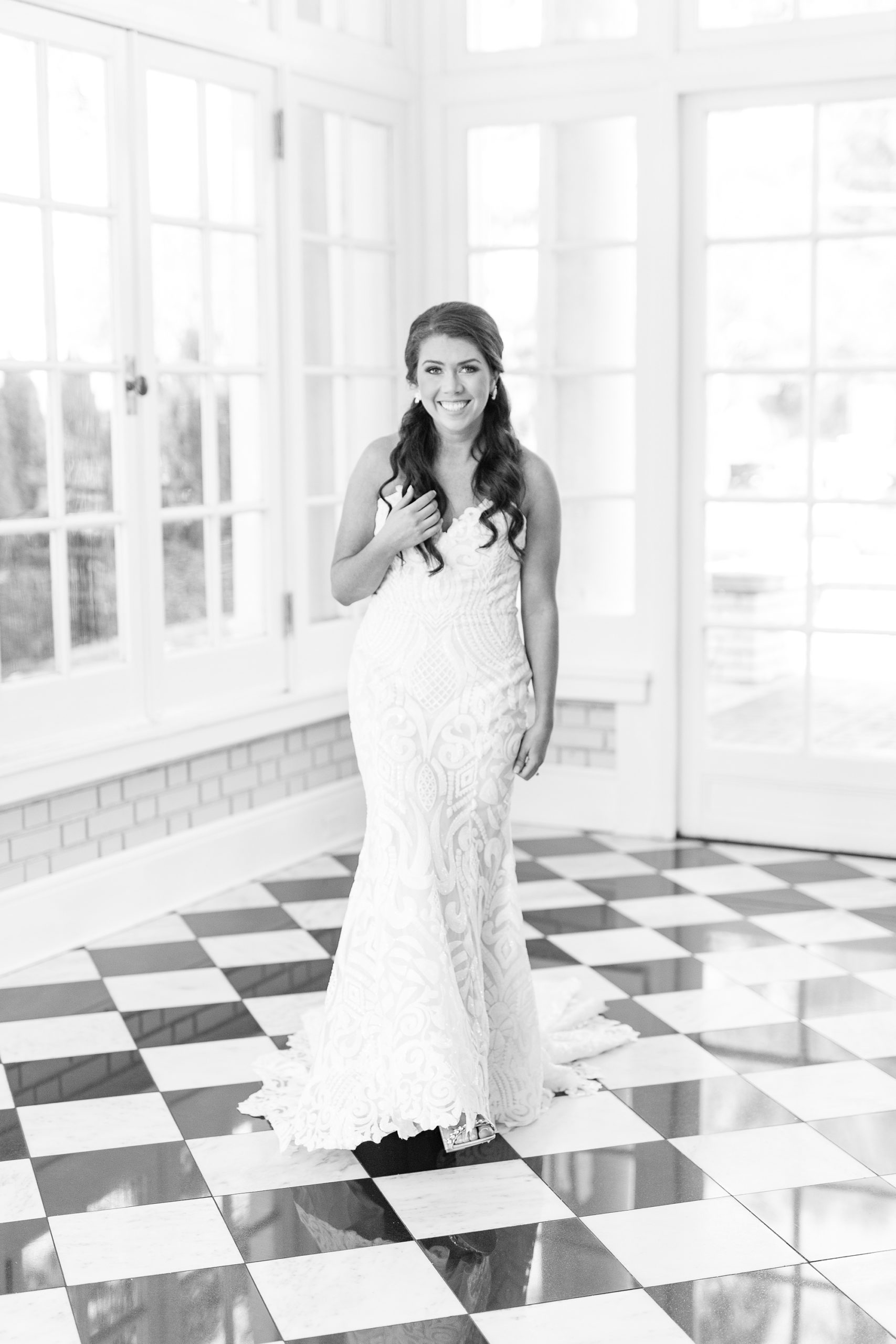 black and white bridal portrait at Separk Mansion