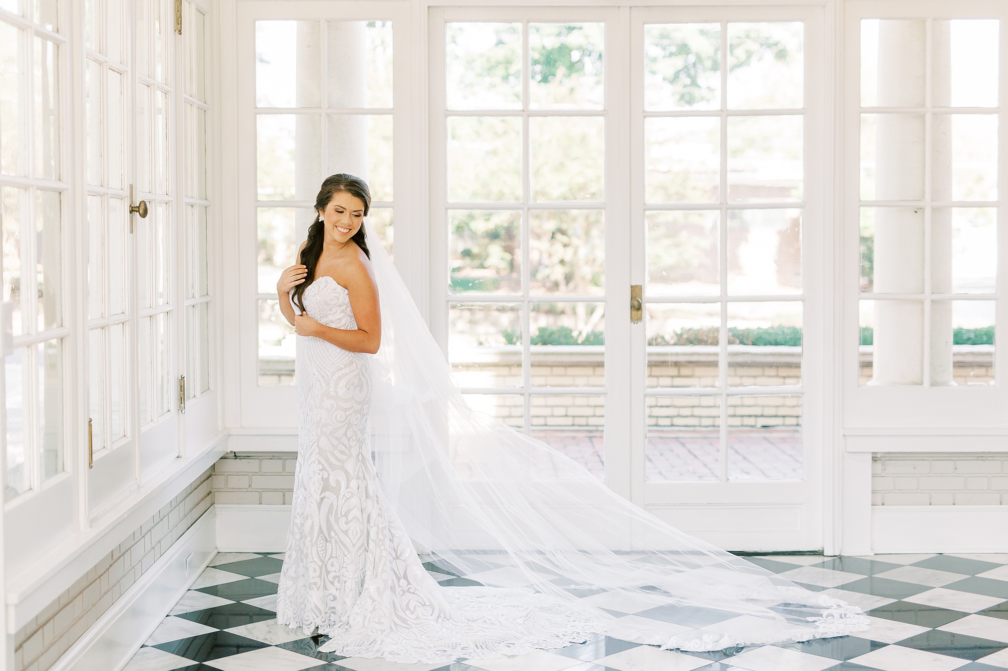 North Carolina bridal portraits with veil