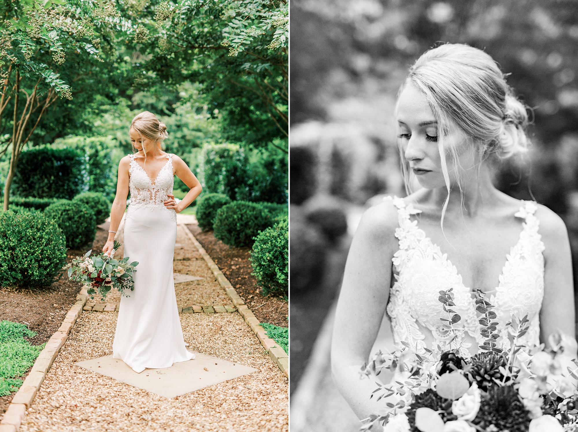 classic bridal portraits in Charlotte NC garden