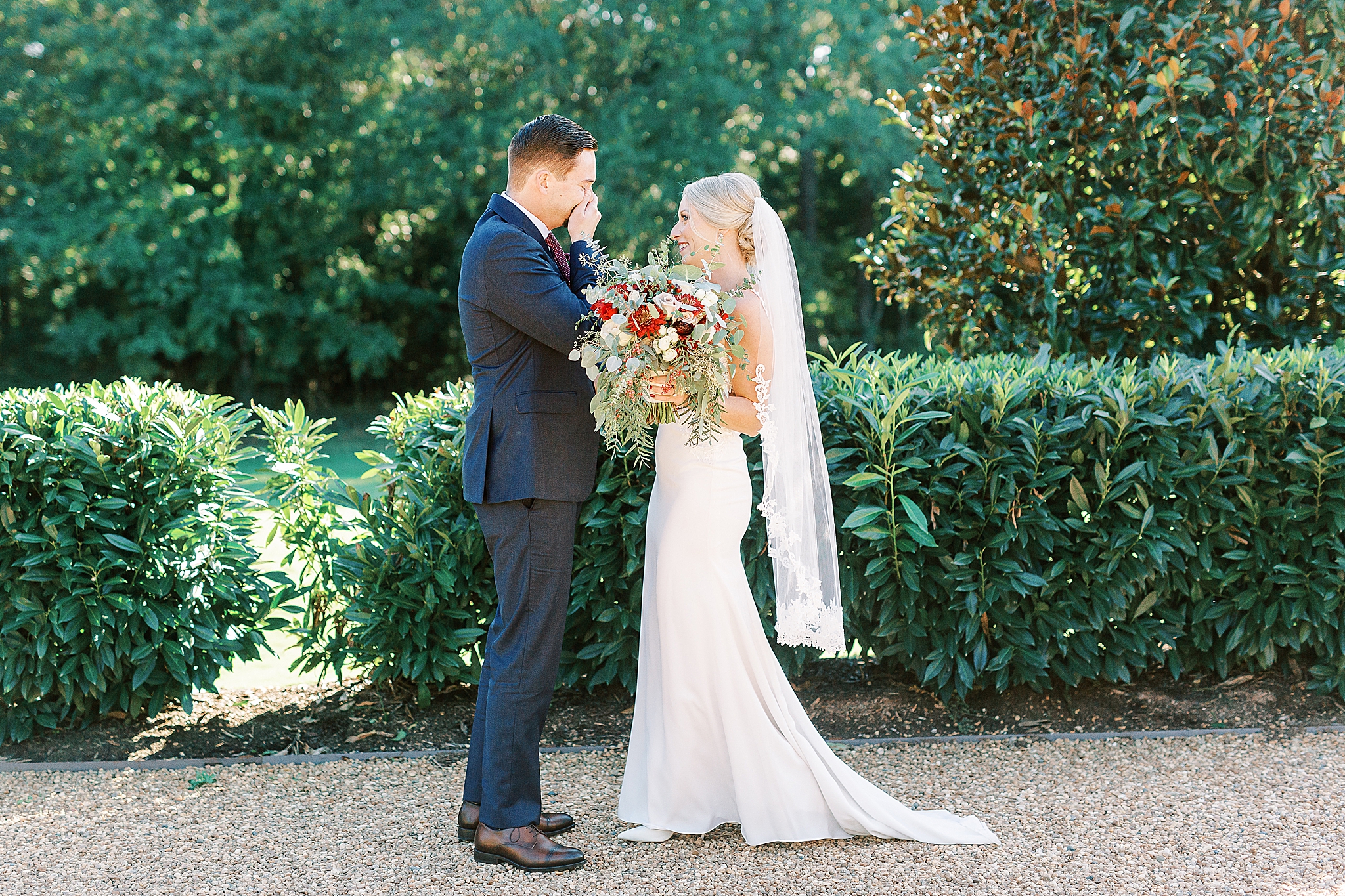 groom reacts to seeing bride during first look