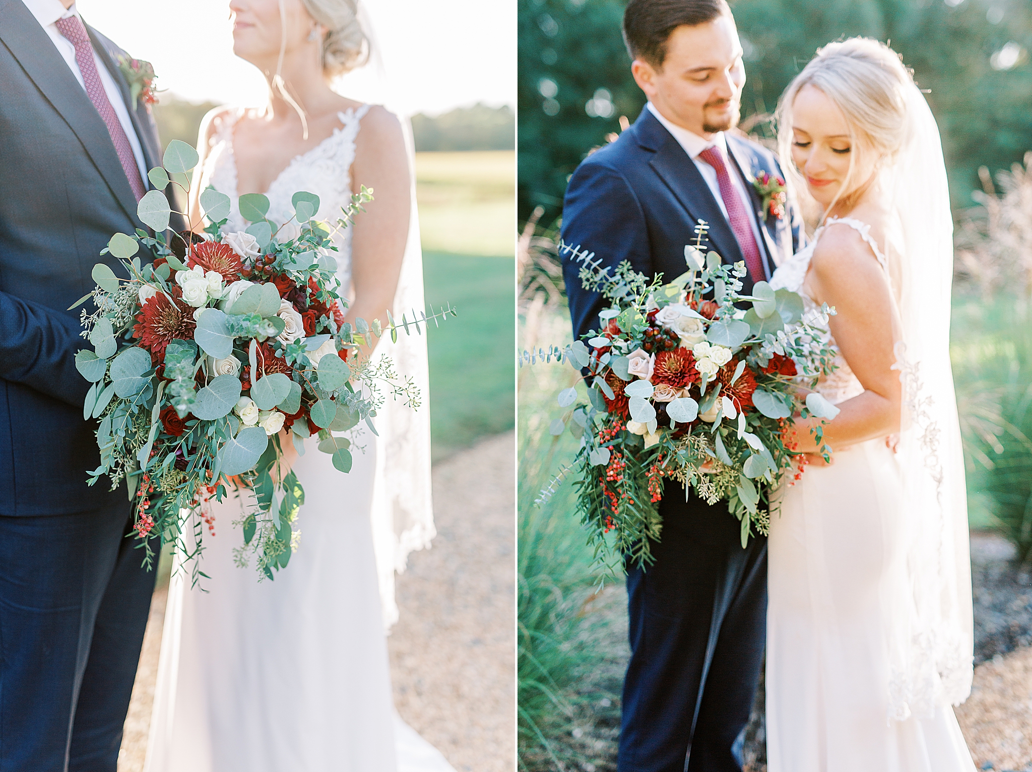 fall wedding portraits at sunset on The Andrews Farm
