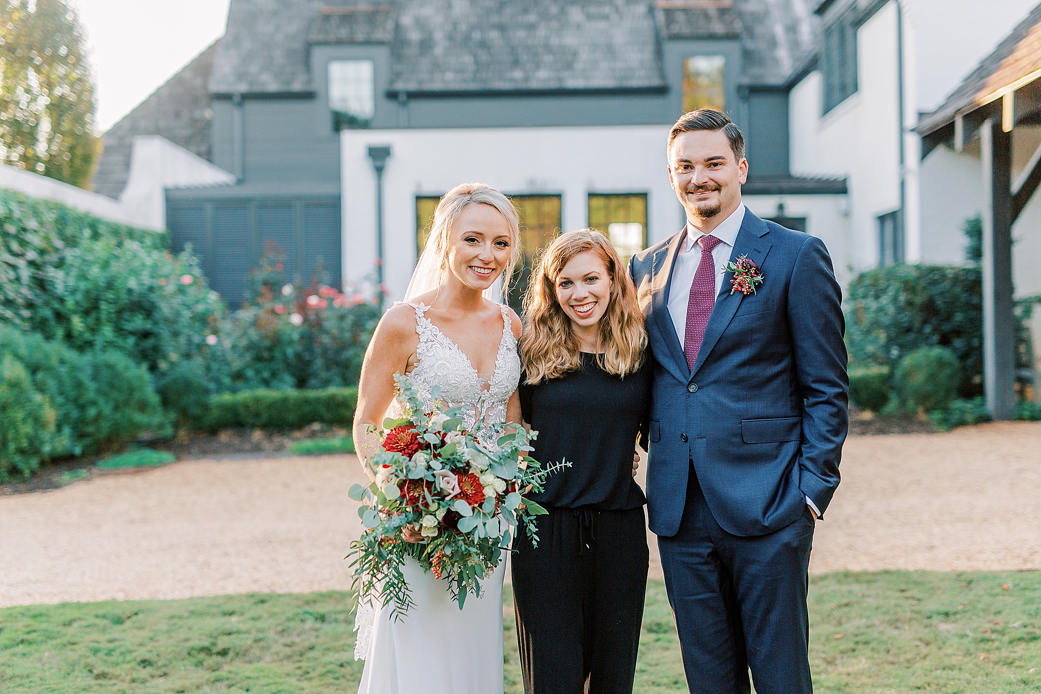 Kevyn Dixon poses with bride and groom after the Andrews Farm Elopement