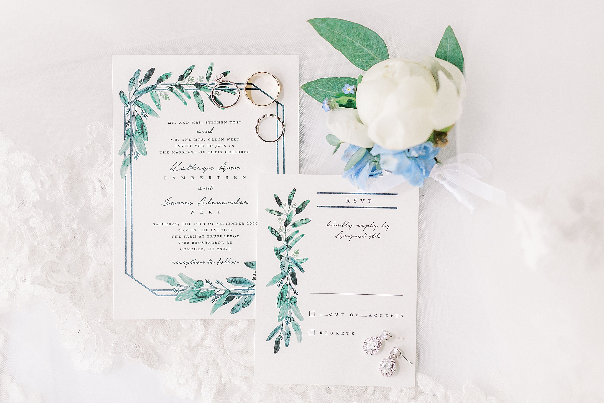 summer wedding invitations for Concord NC wedding