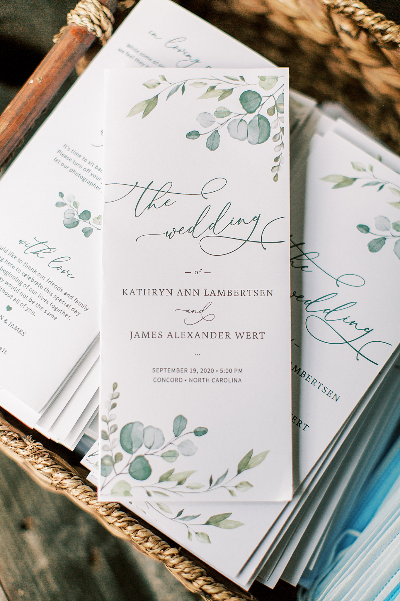 wedding ceremony programs for The Farm at Brusharbor celebration