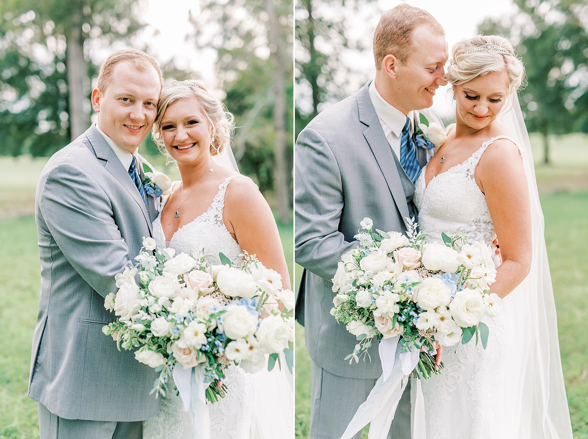 bride and groom pose together at The Farm at Brusharbor