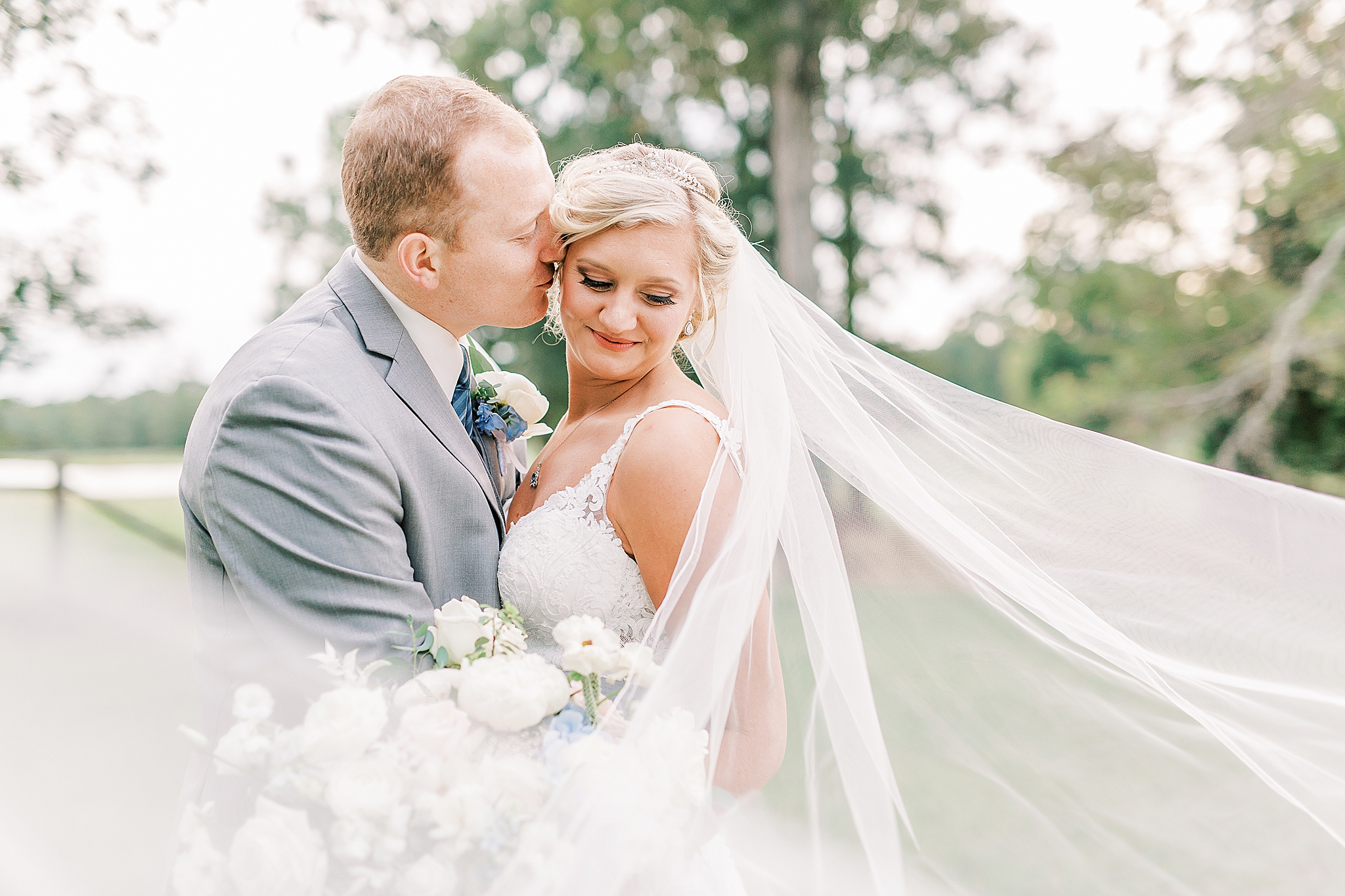 classic wedding portraits with veil