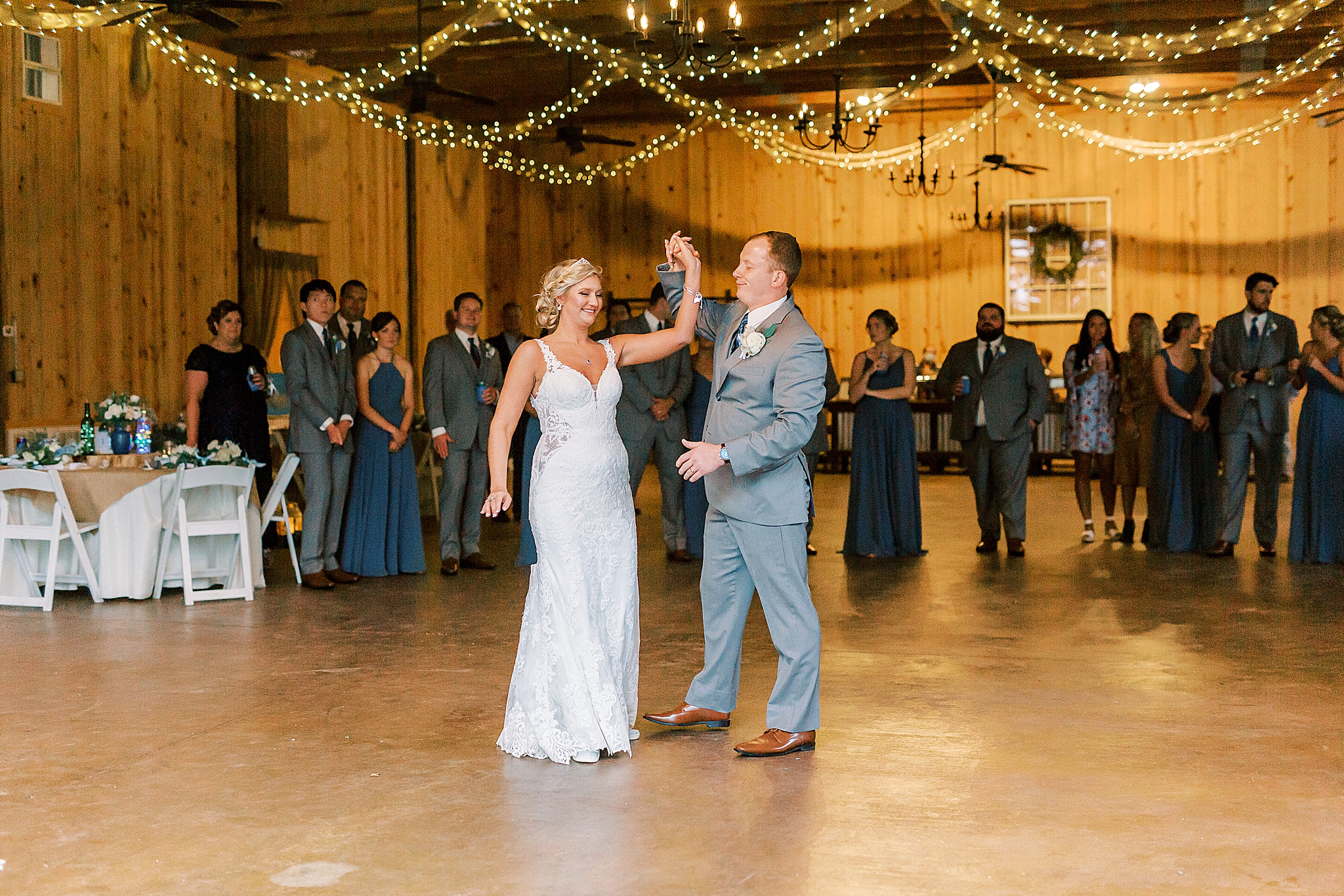 bride and groom dance during NC wedding reception