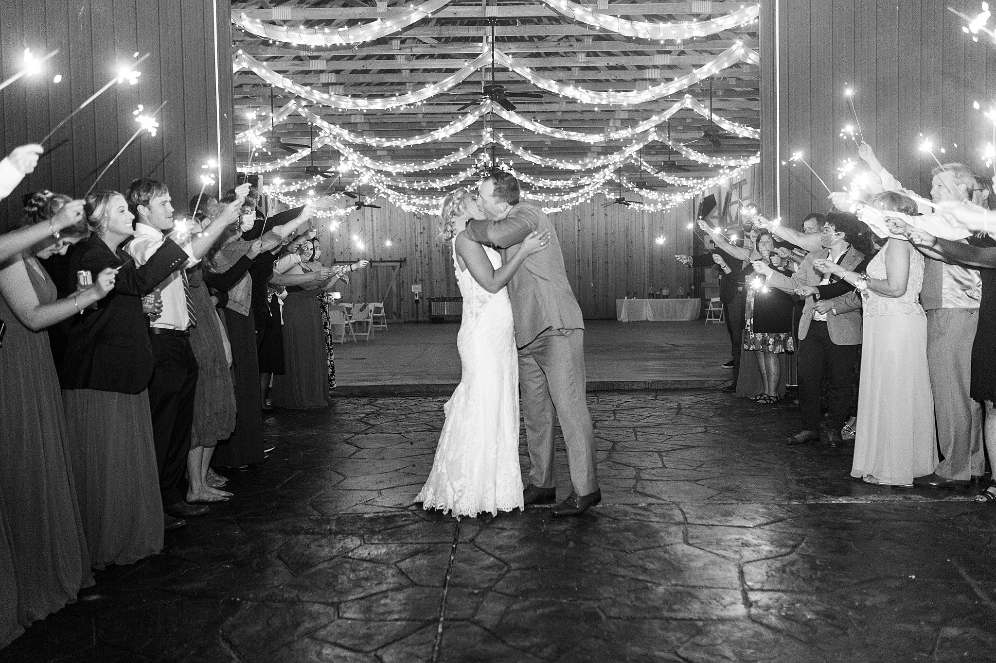 sparkler exit after reception at The Farm at Brusharbor