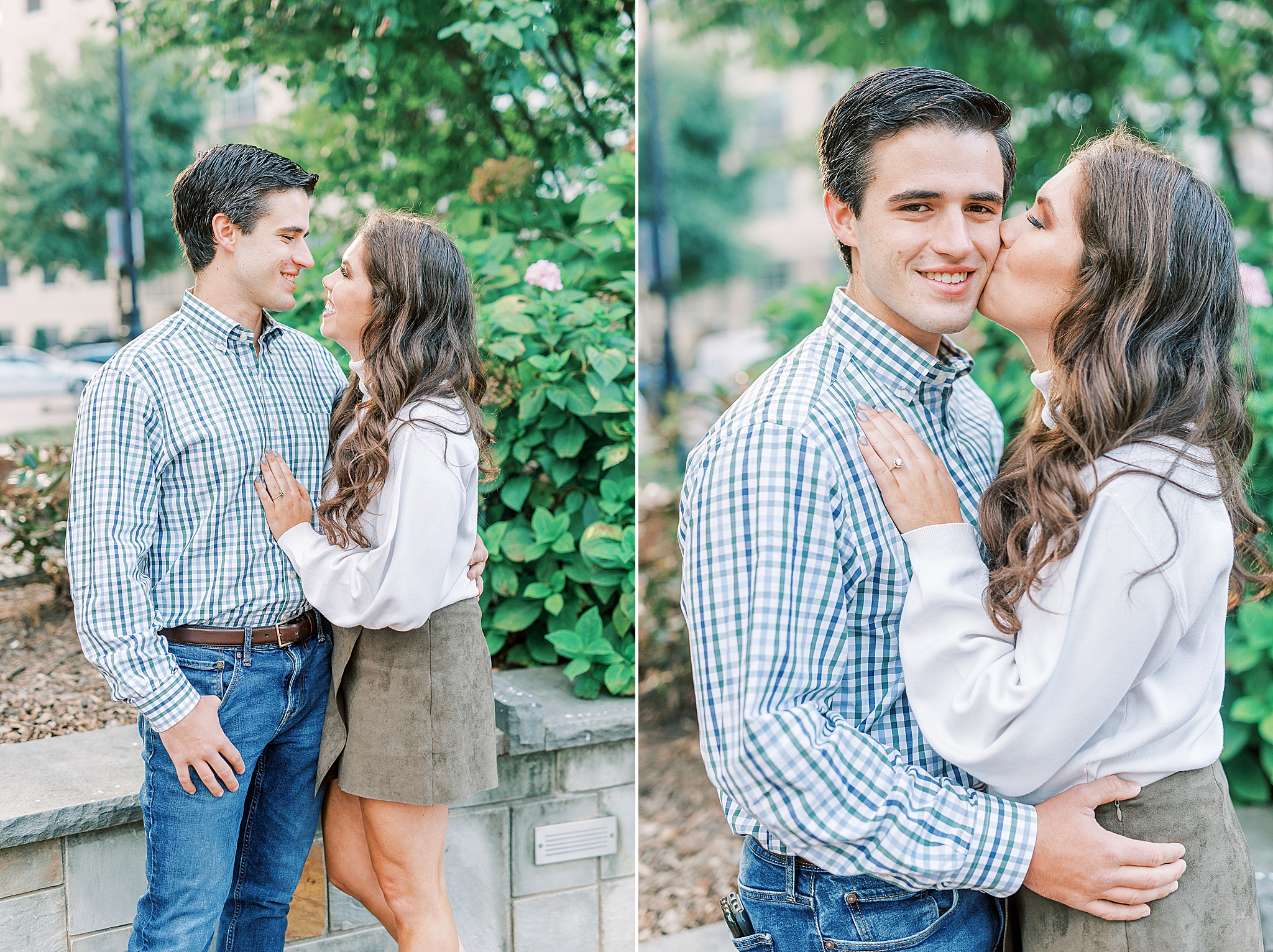 North Carolina engagement portraits at Romare Bearden Park