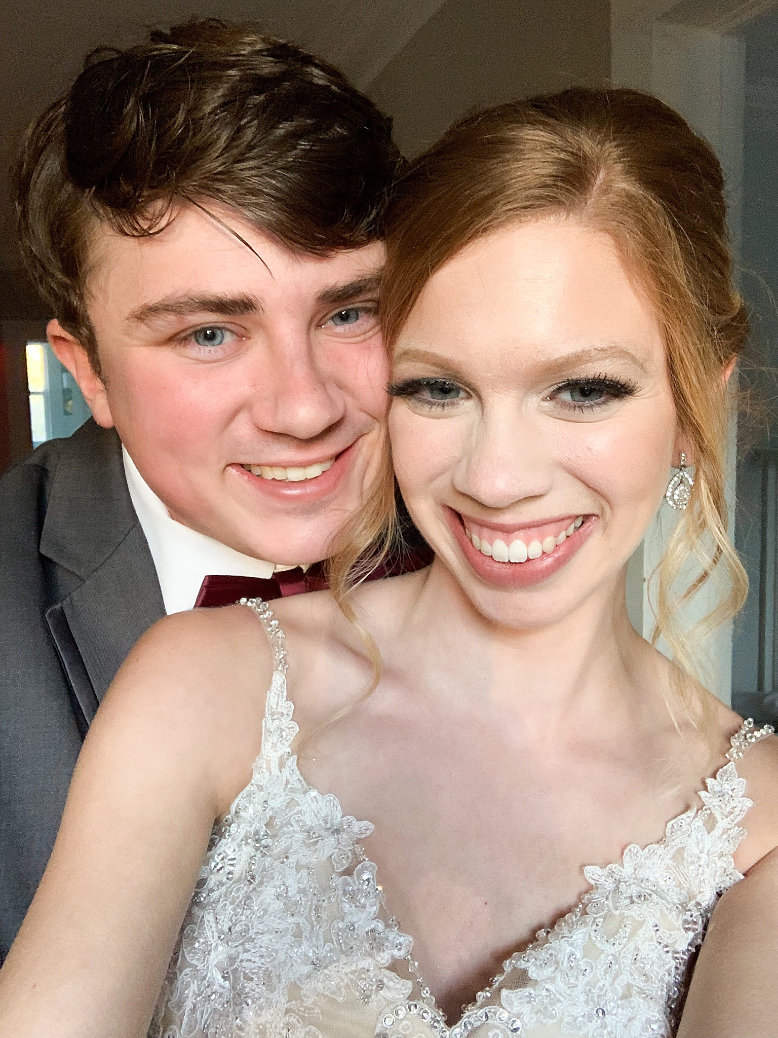 bride and groom take selfie during Concord NC wedding