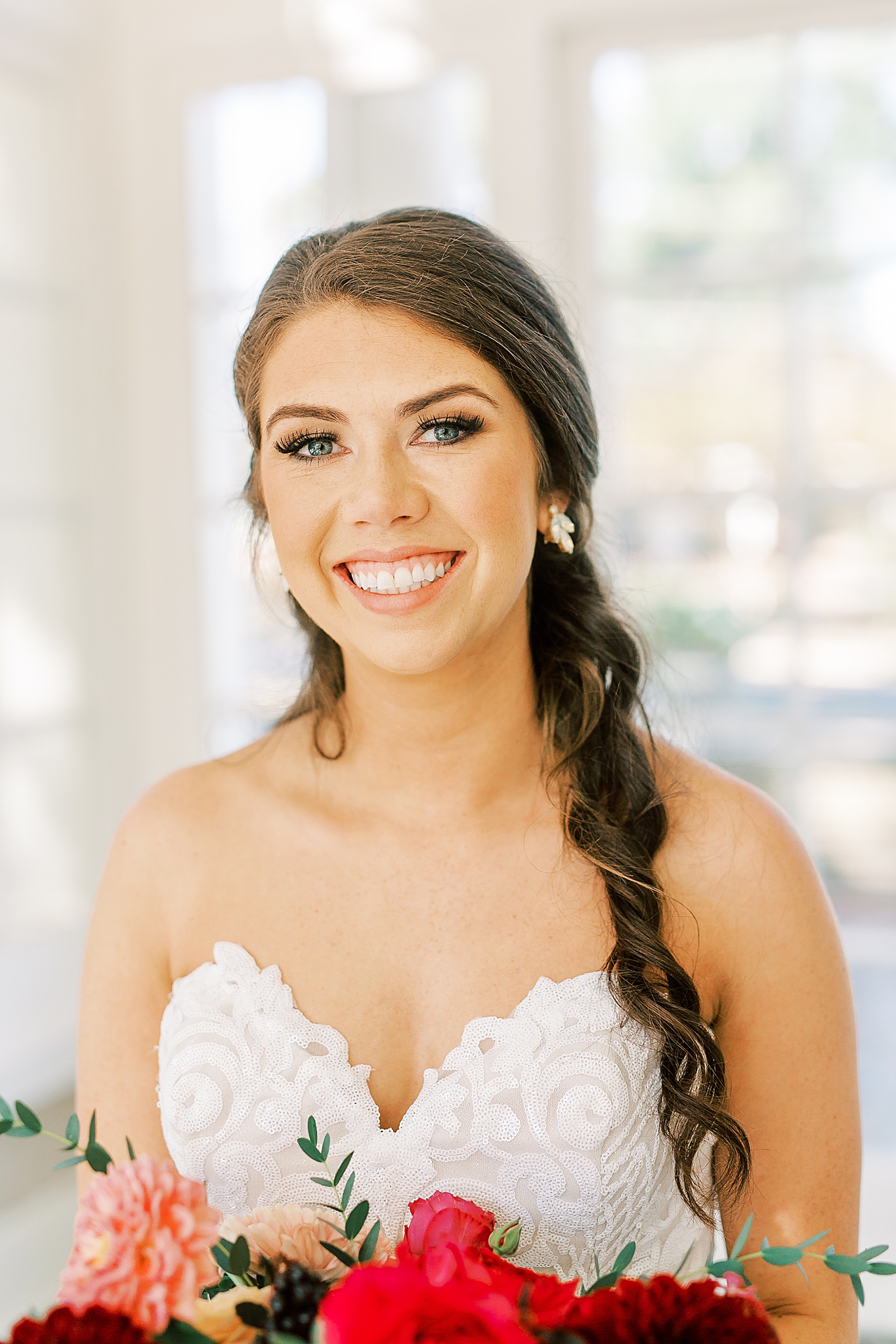 bride poses in black and white room of Separk Mansion