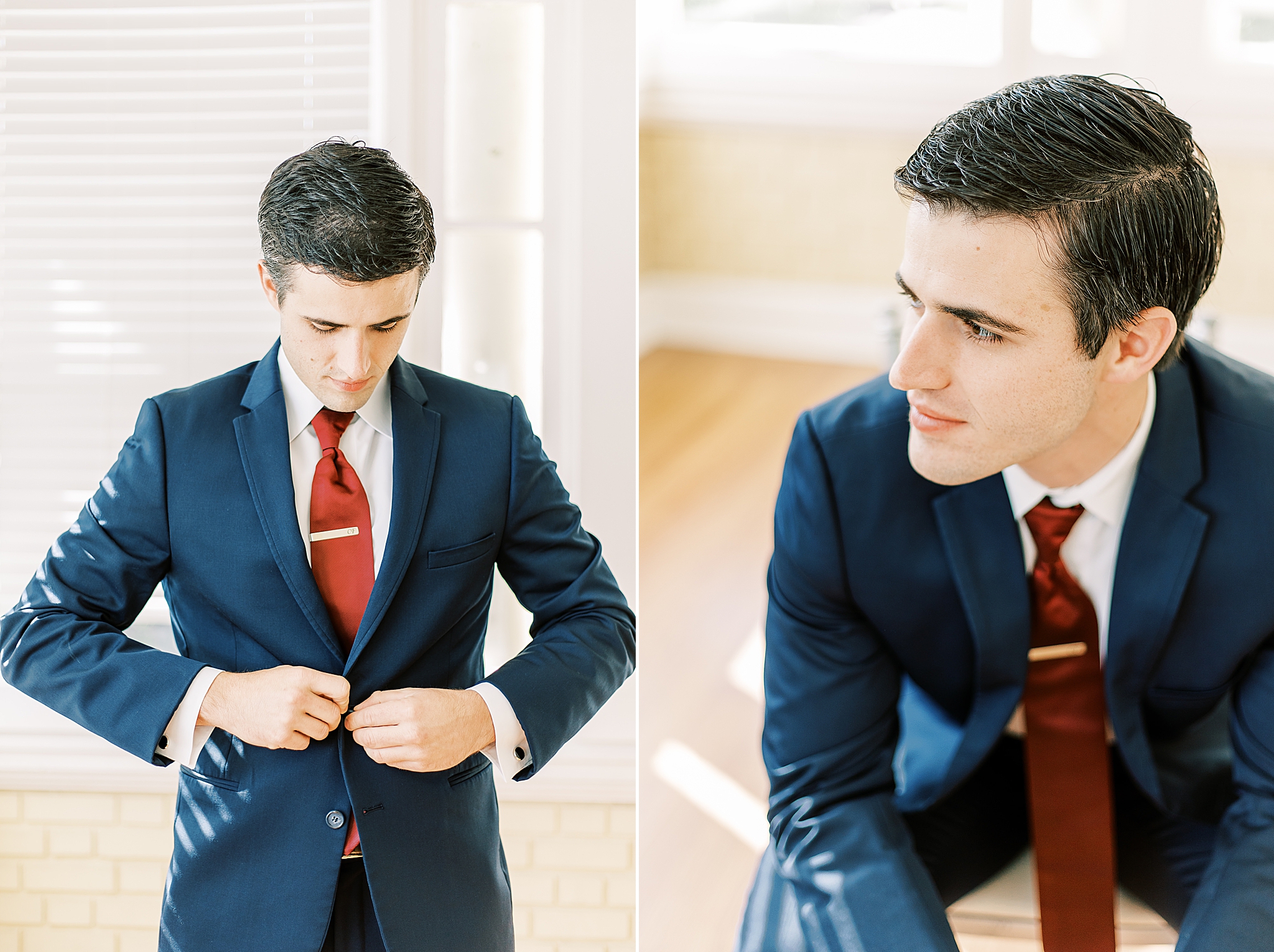 groom prepares for NC wedding day