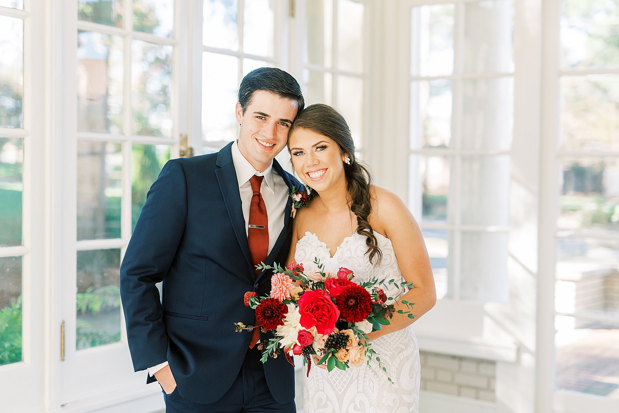 bride and groom stand together before Charlotte NC wedding