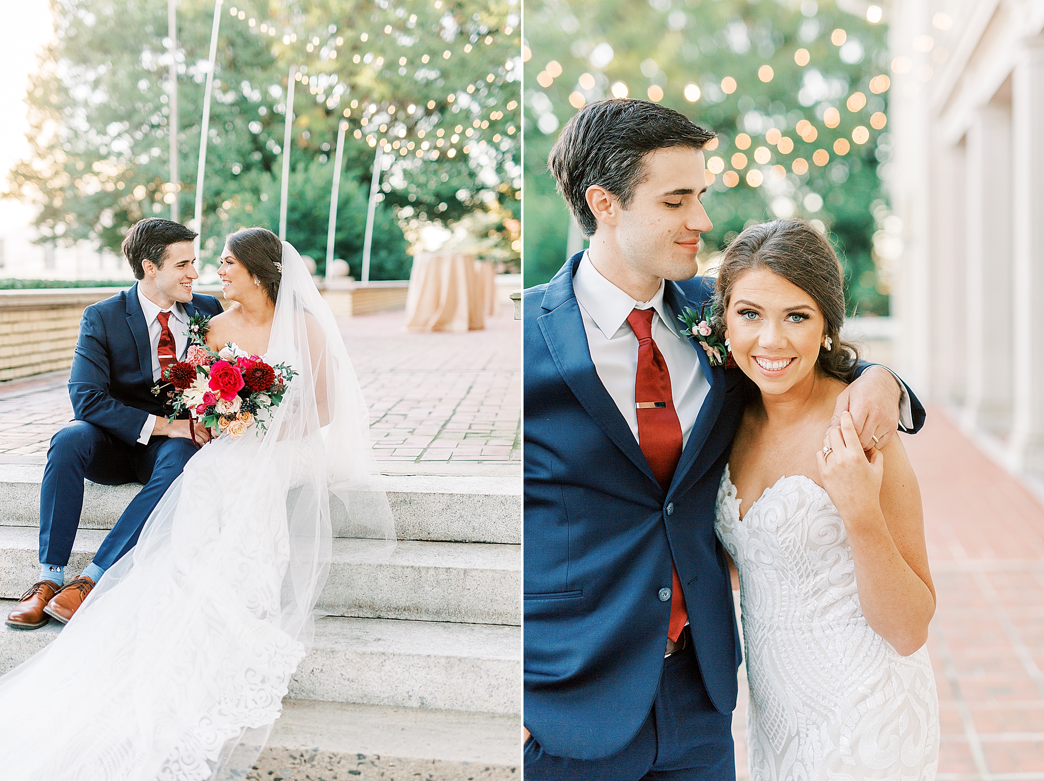 Dinner Party Wedding portraits by twinkle lights