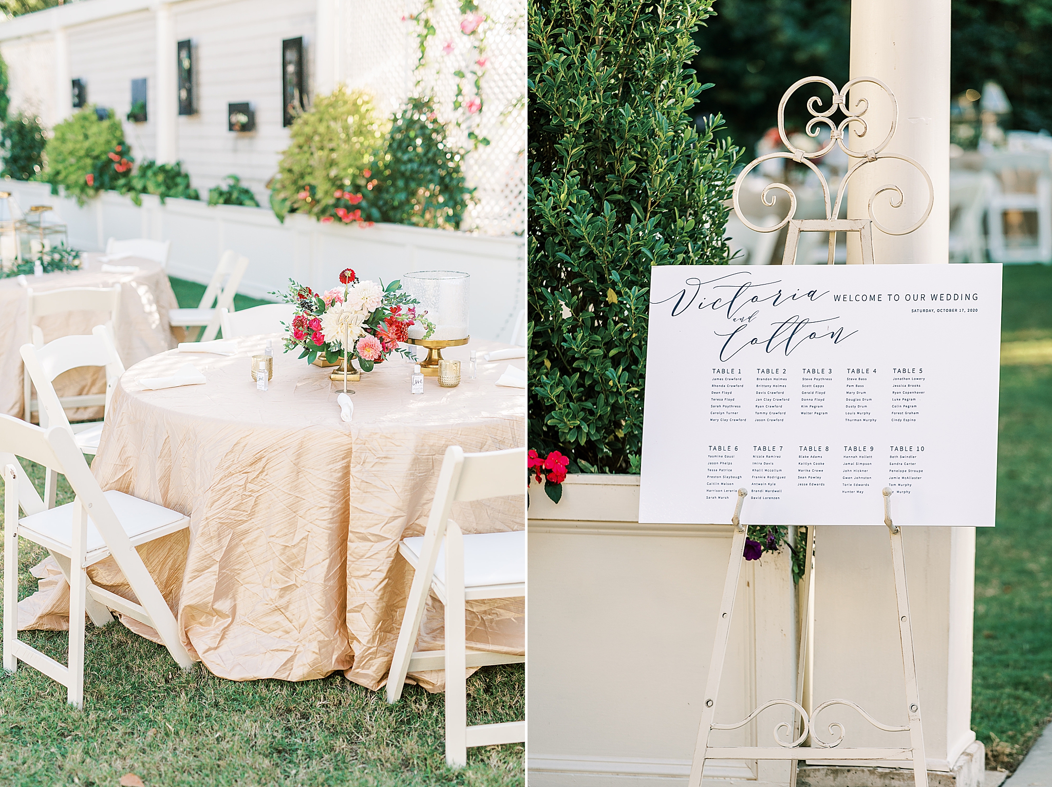 intimate Dinner Party Wedding reception in gardens