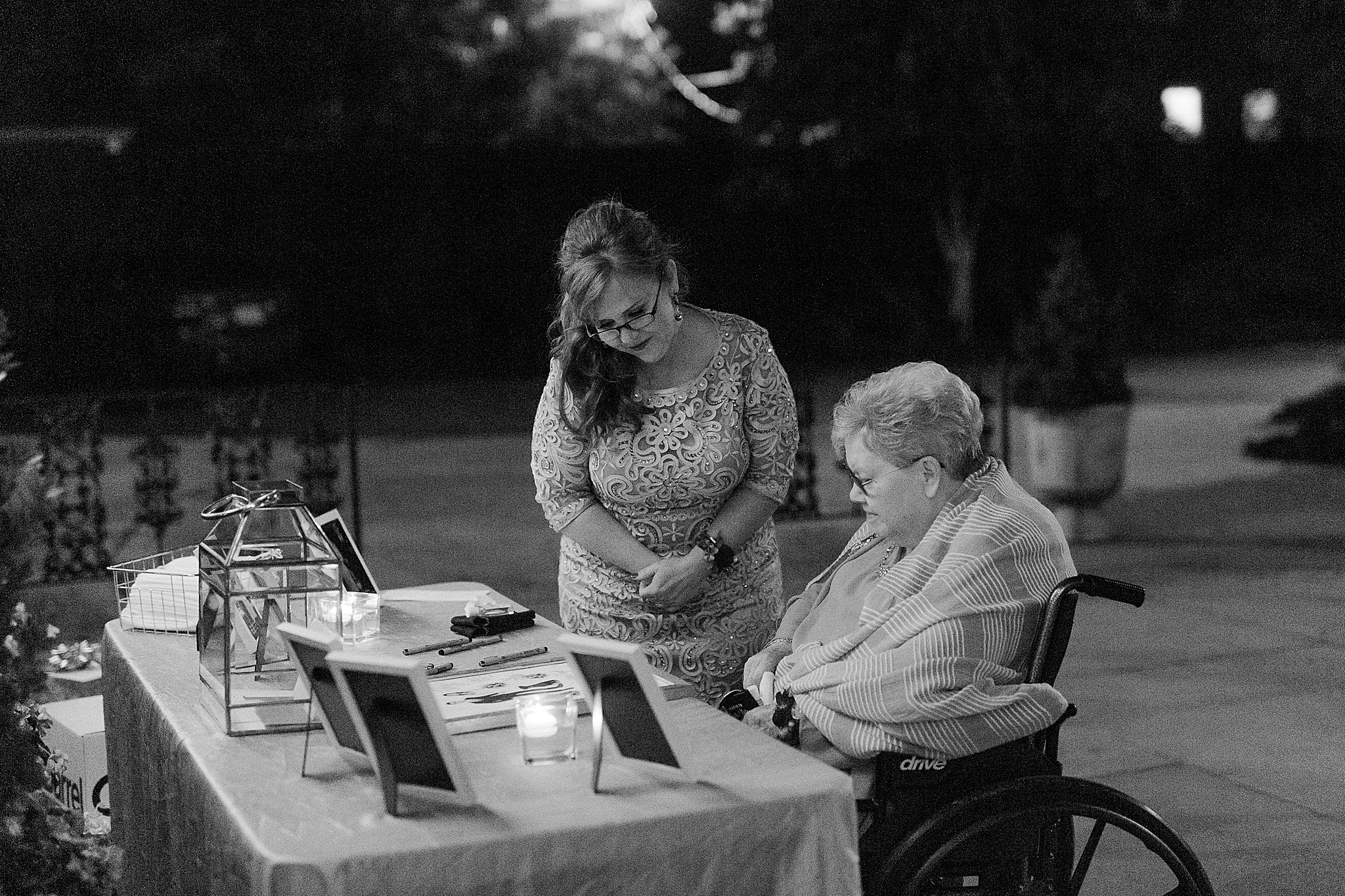grandmother looks at memory table