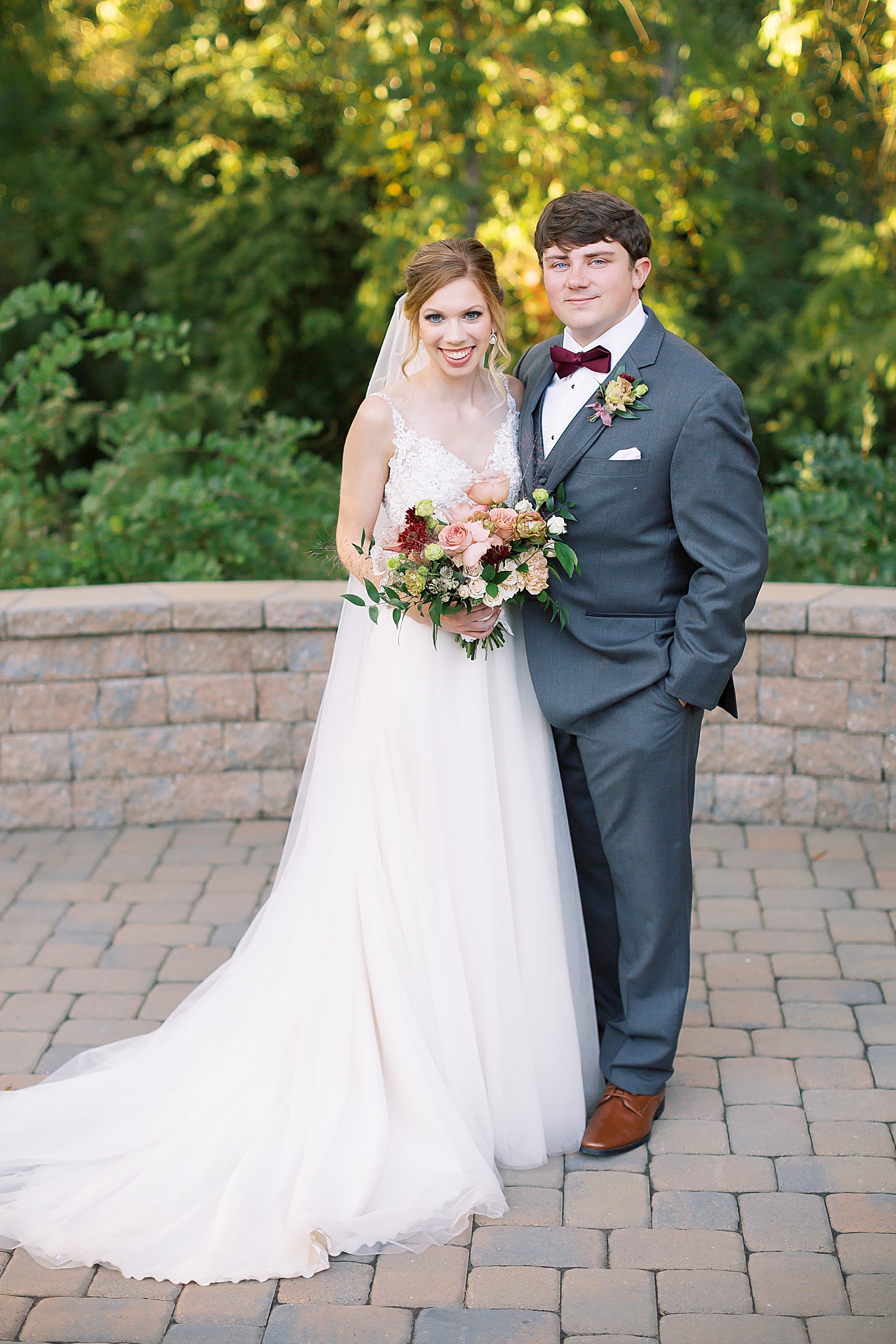 portraits of bride and groom at Ritchie Hill in Concord NC