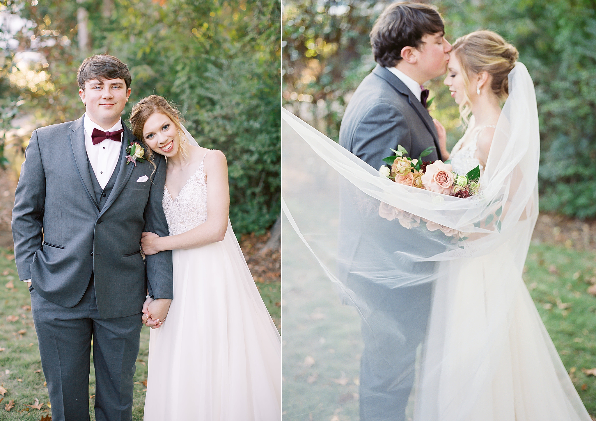 portraits of bride and groom at Ritchie Hill in Concord NC