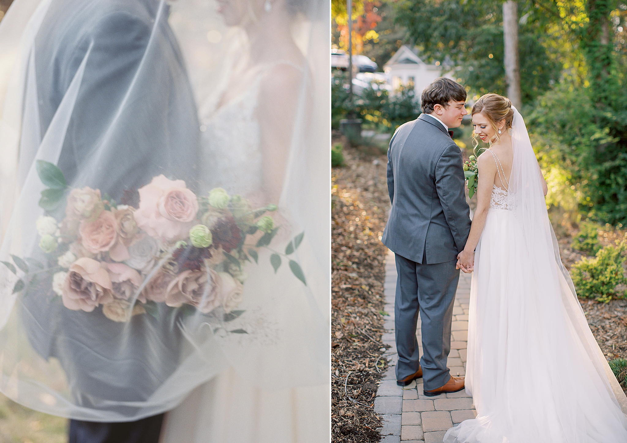 portraits of bride and groom at Ritchie Hill in Concord NC