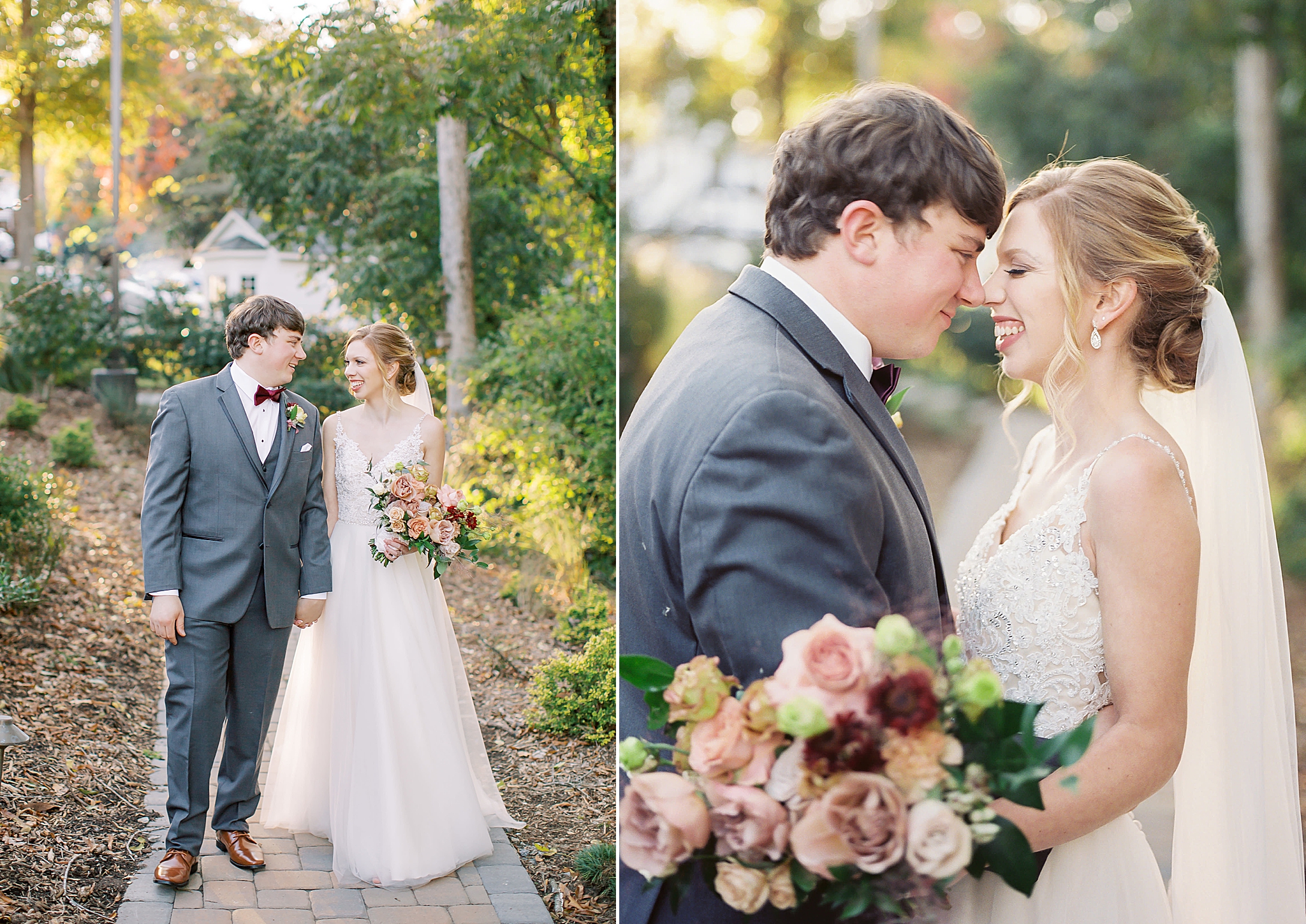 portraits of bride and groom at Ritchie Hill in Concord NC