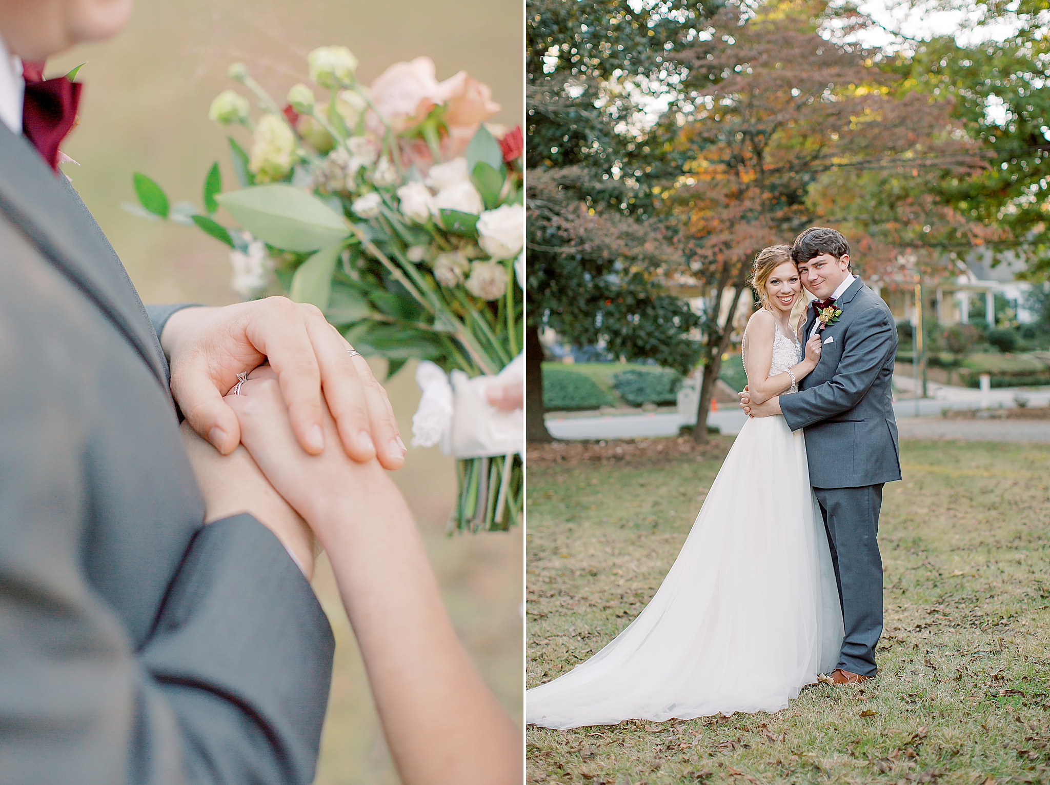 portraits of bride and groom at Ritchie Hill in Concord NC