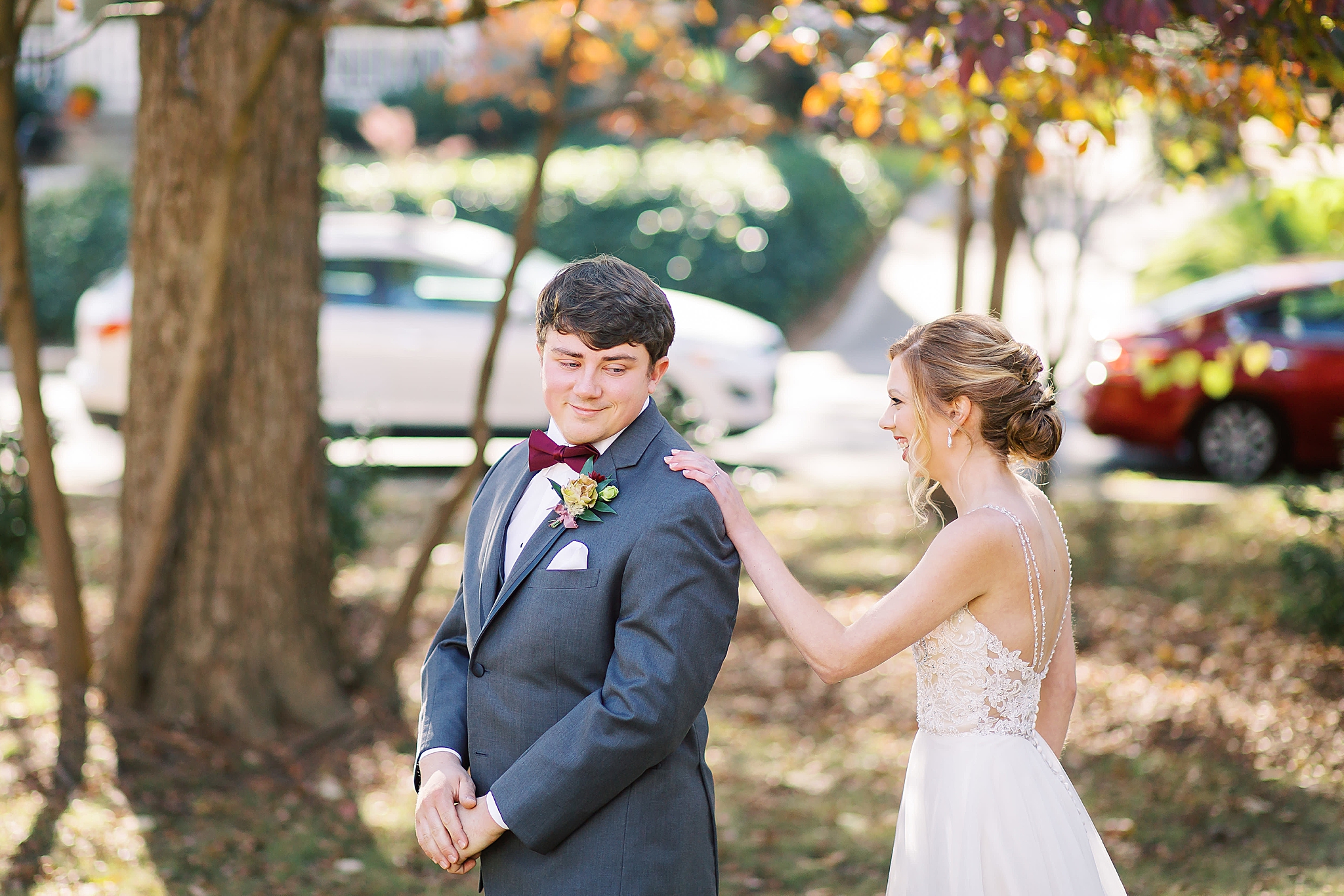 first look during Concord NC wedding day
