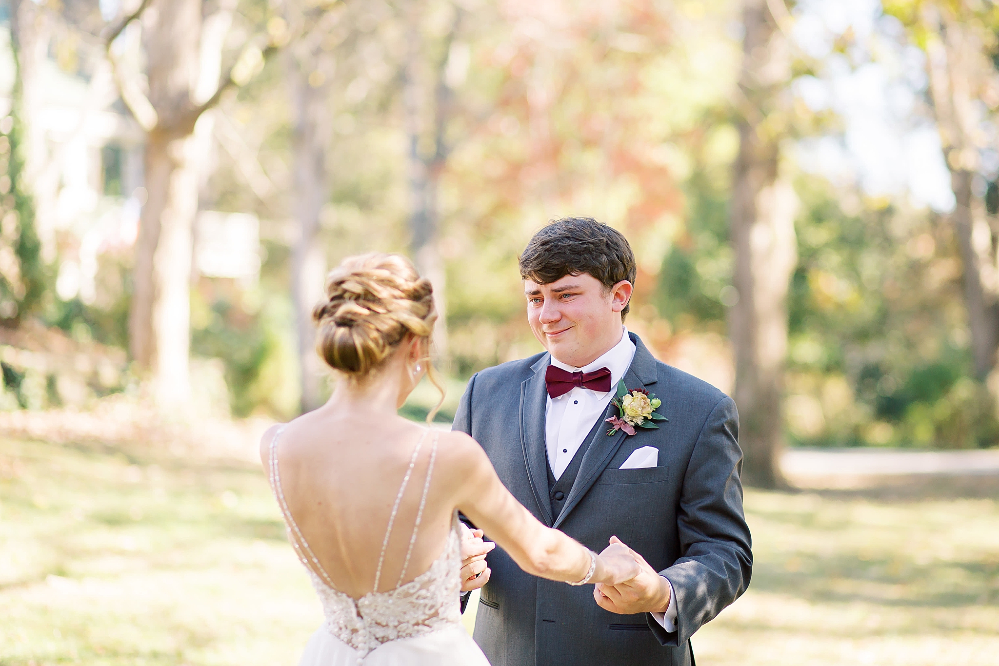 first look during Concord NC wedding day