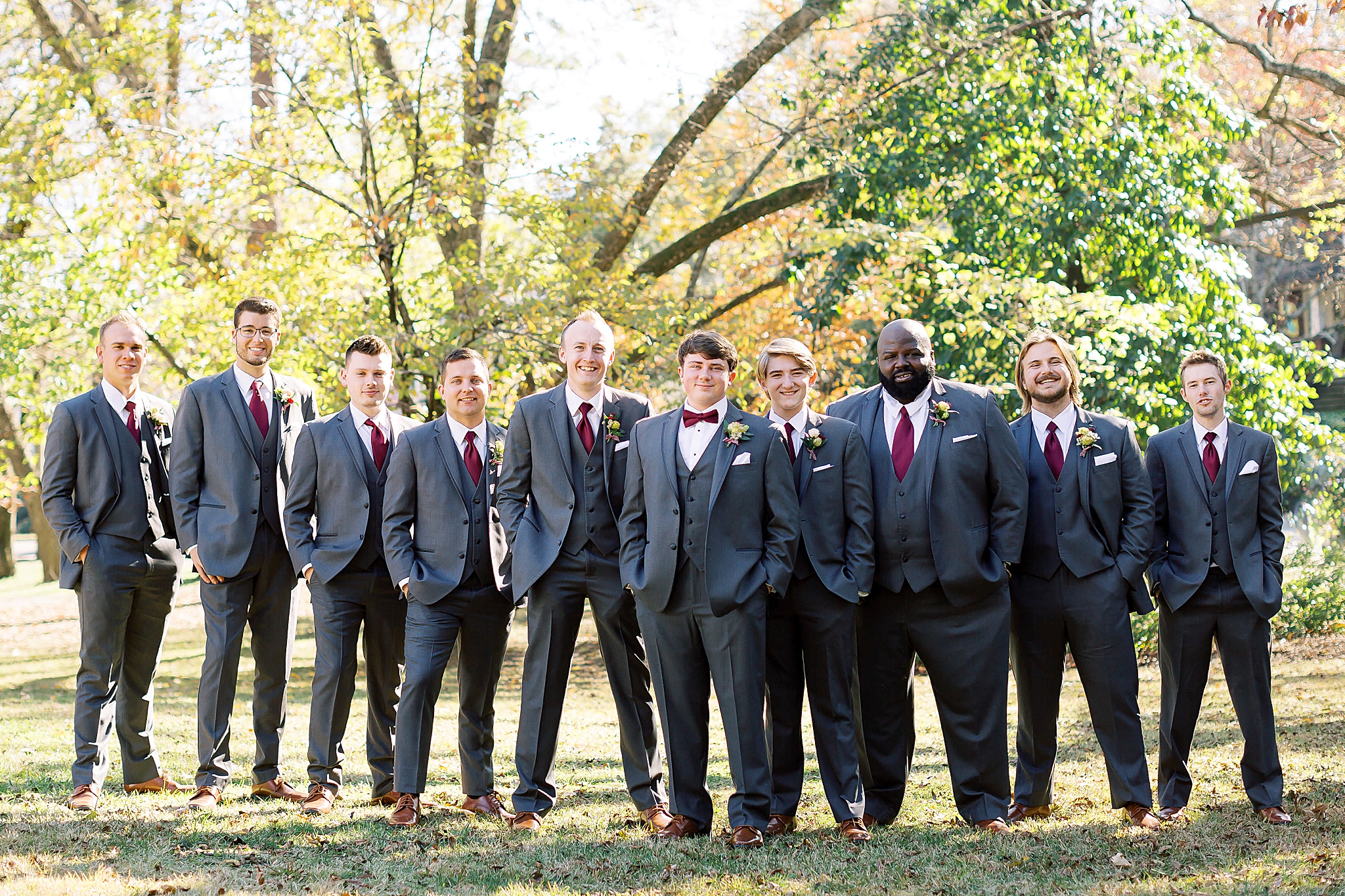 portraits of wedding party in Concord NC