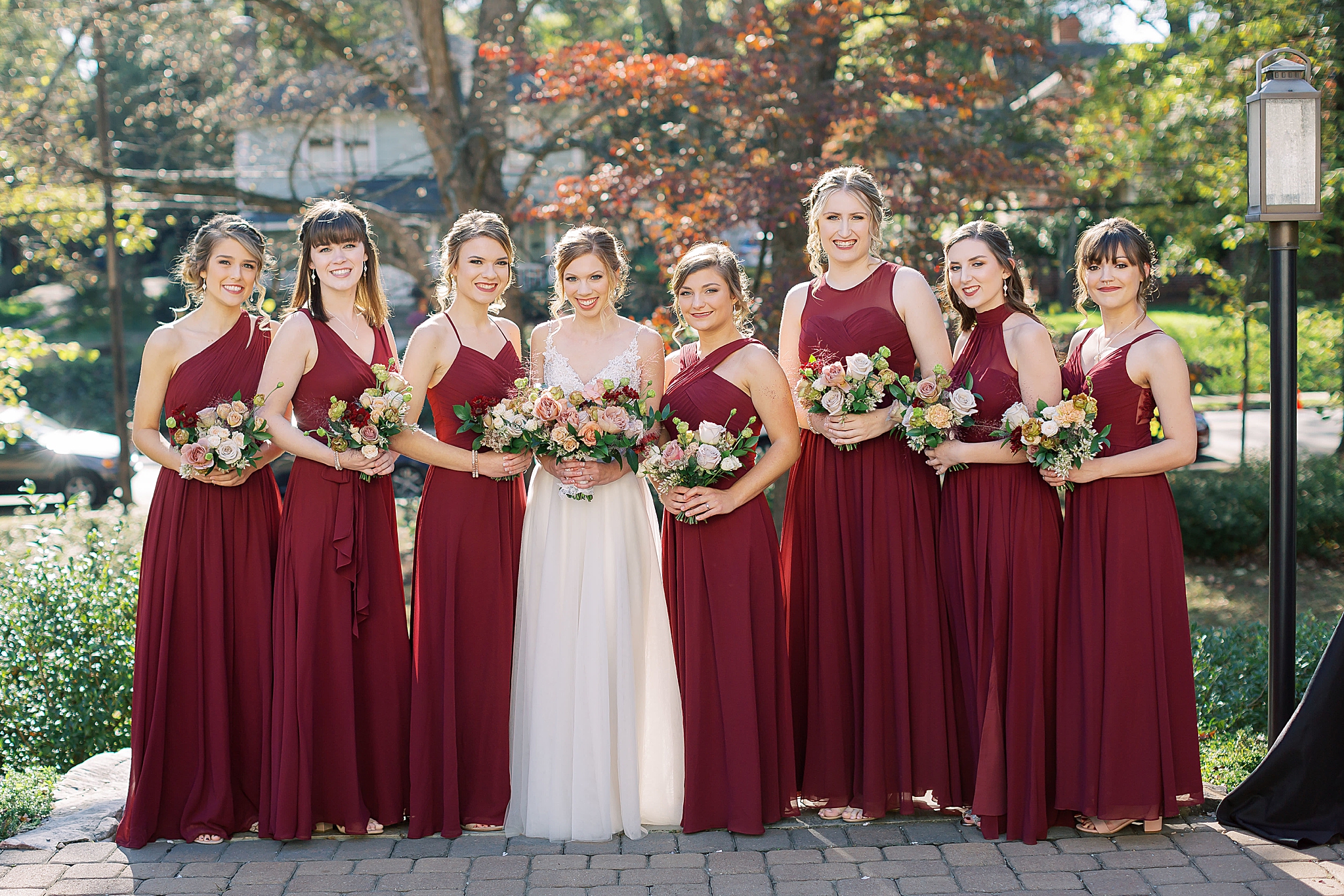 portraits of wedding party in Concord NC