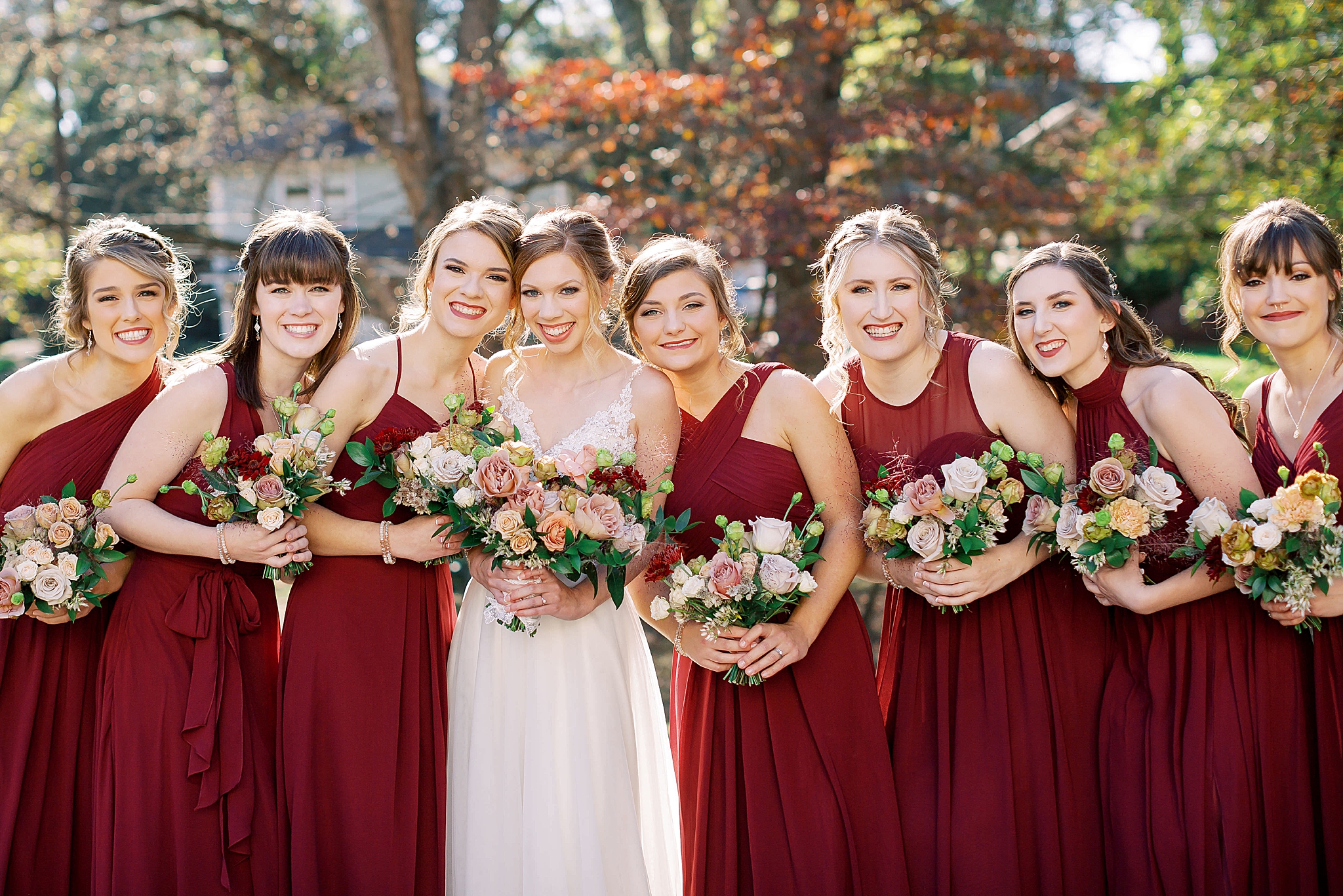 portraits of wedding party in Concord NC