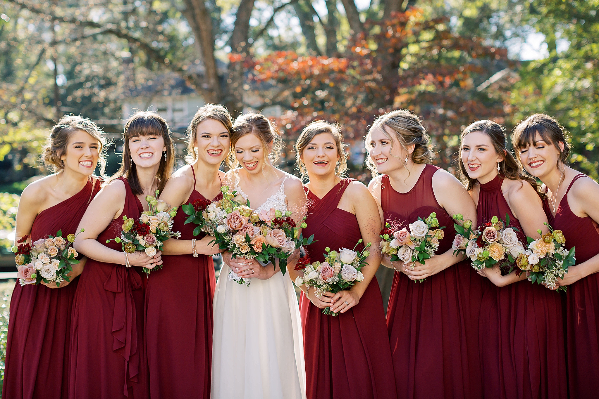 portraits of wedding party in Concord NC