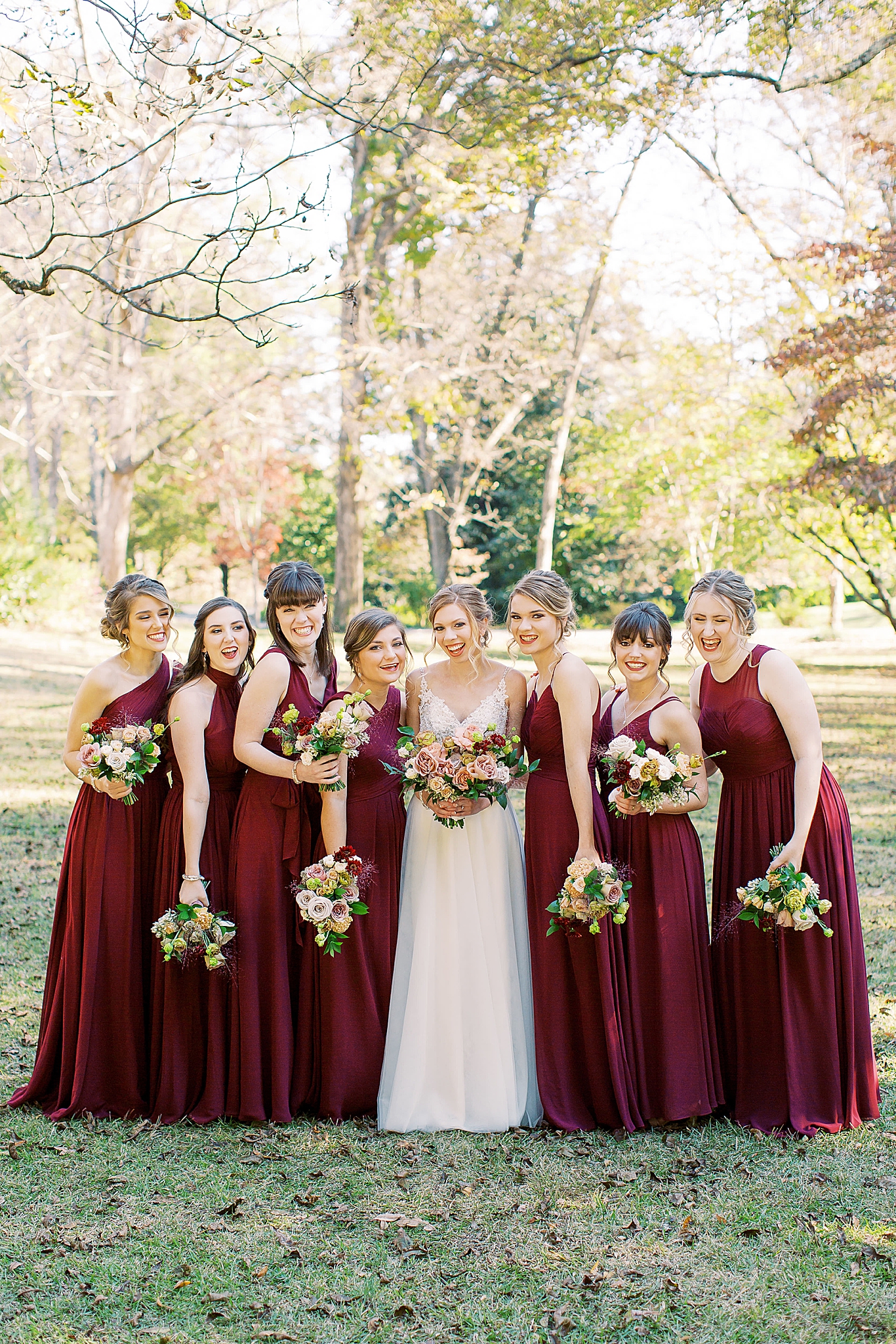 portraits of wedding party in Concord NC