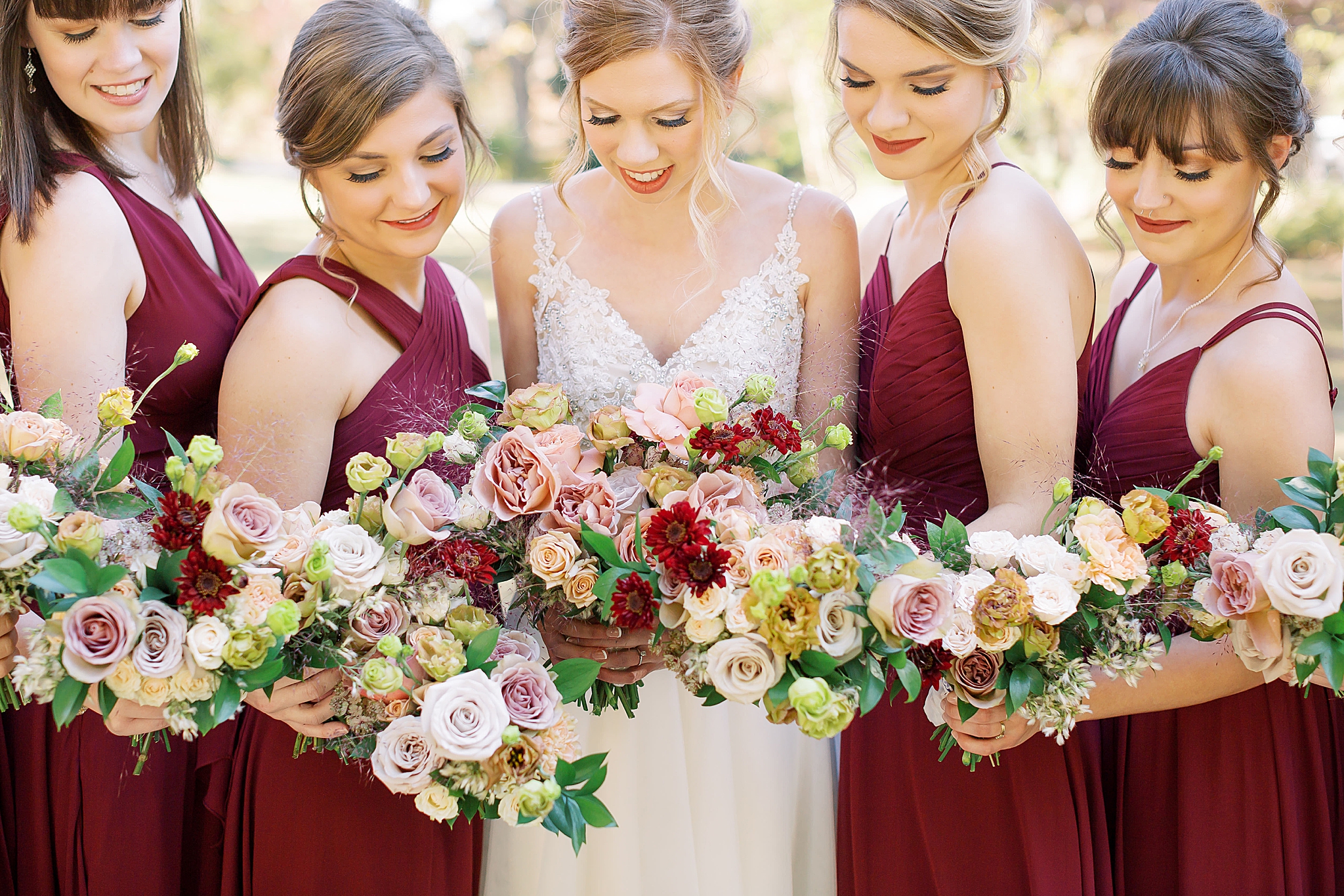 portraits of wedding party in Concord NC