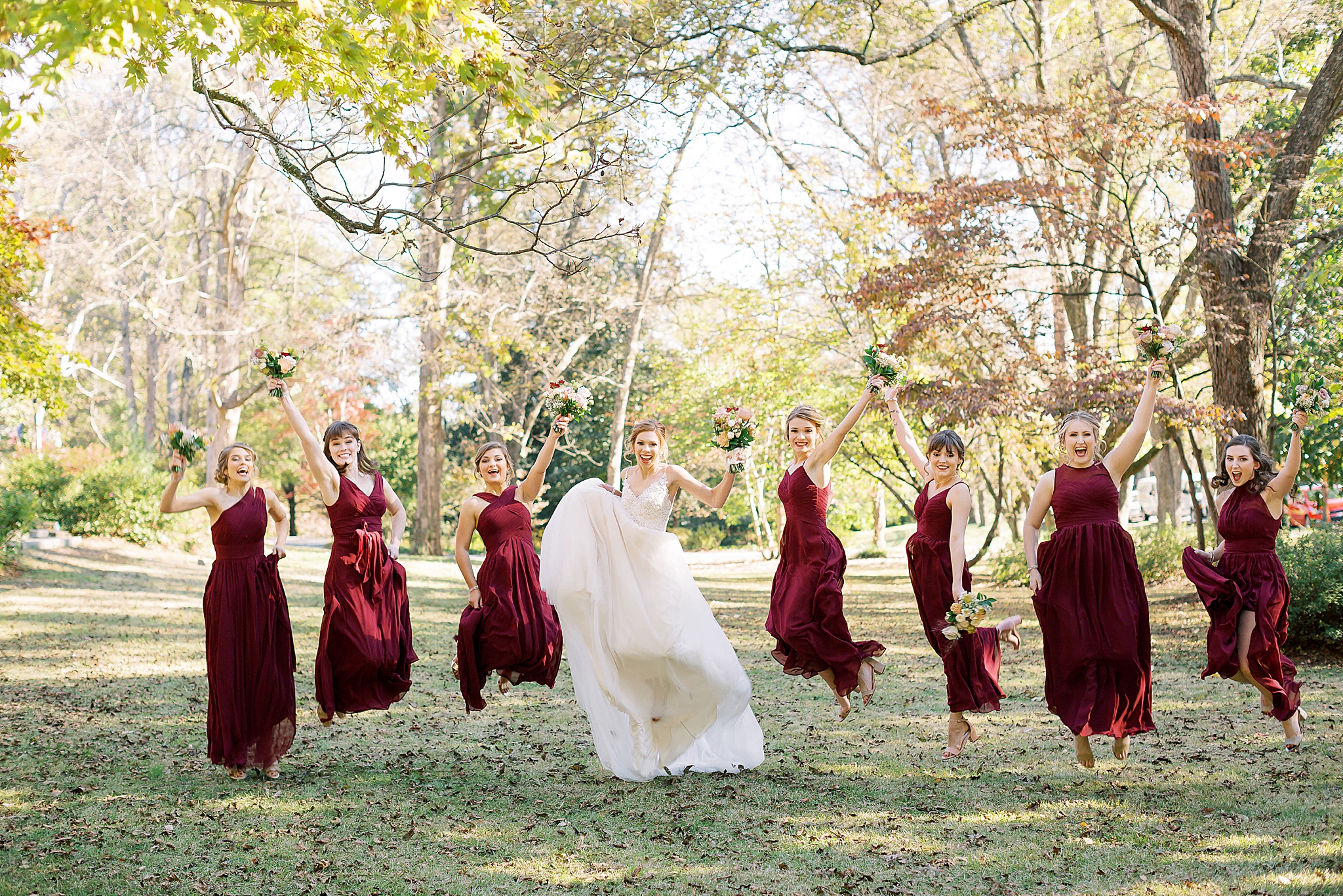 portraits of wedding party in Concord NC