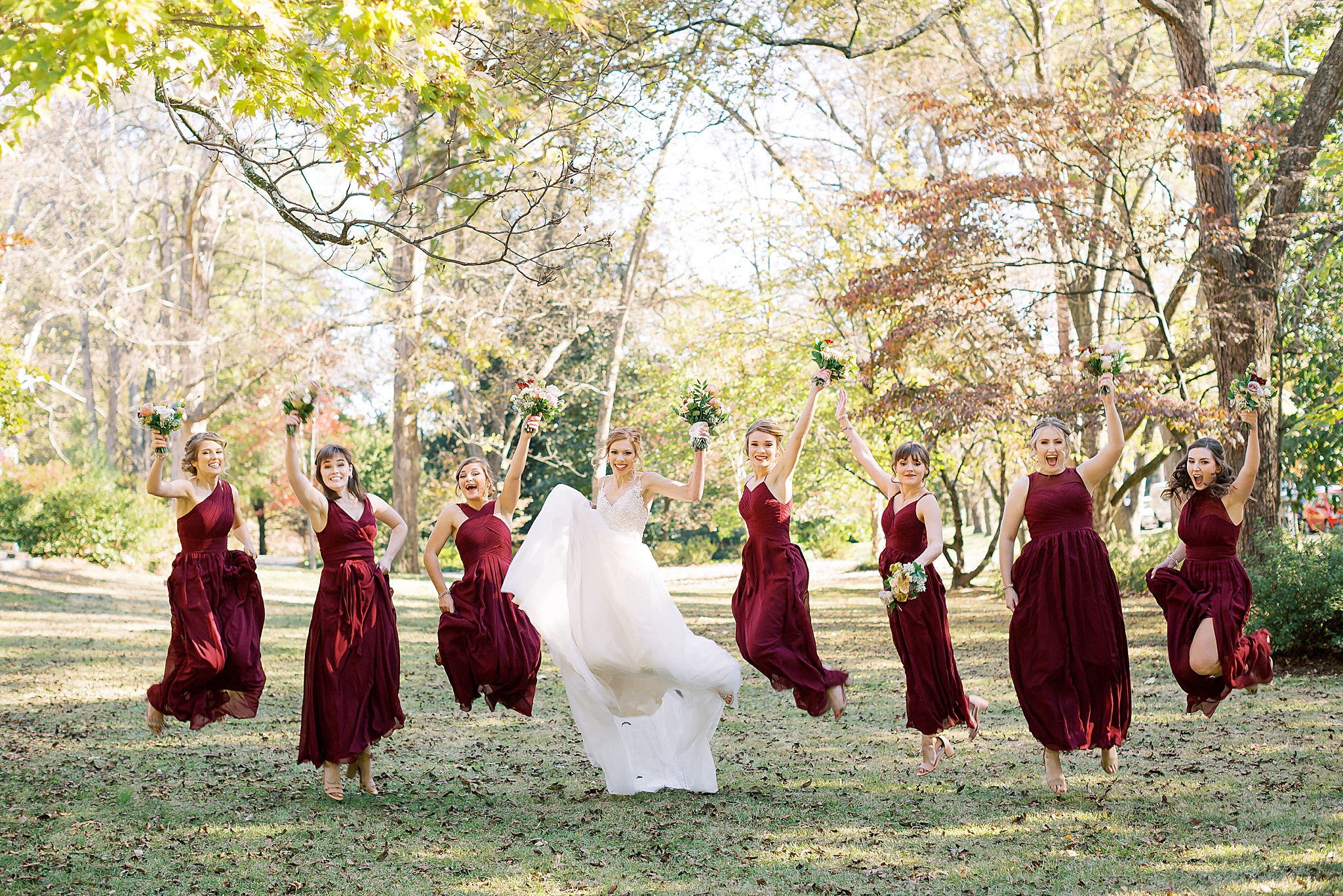 portraits of wedding party in Concord NC