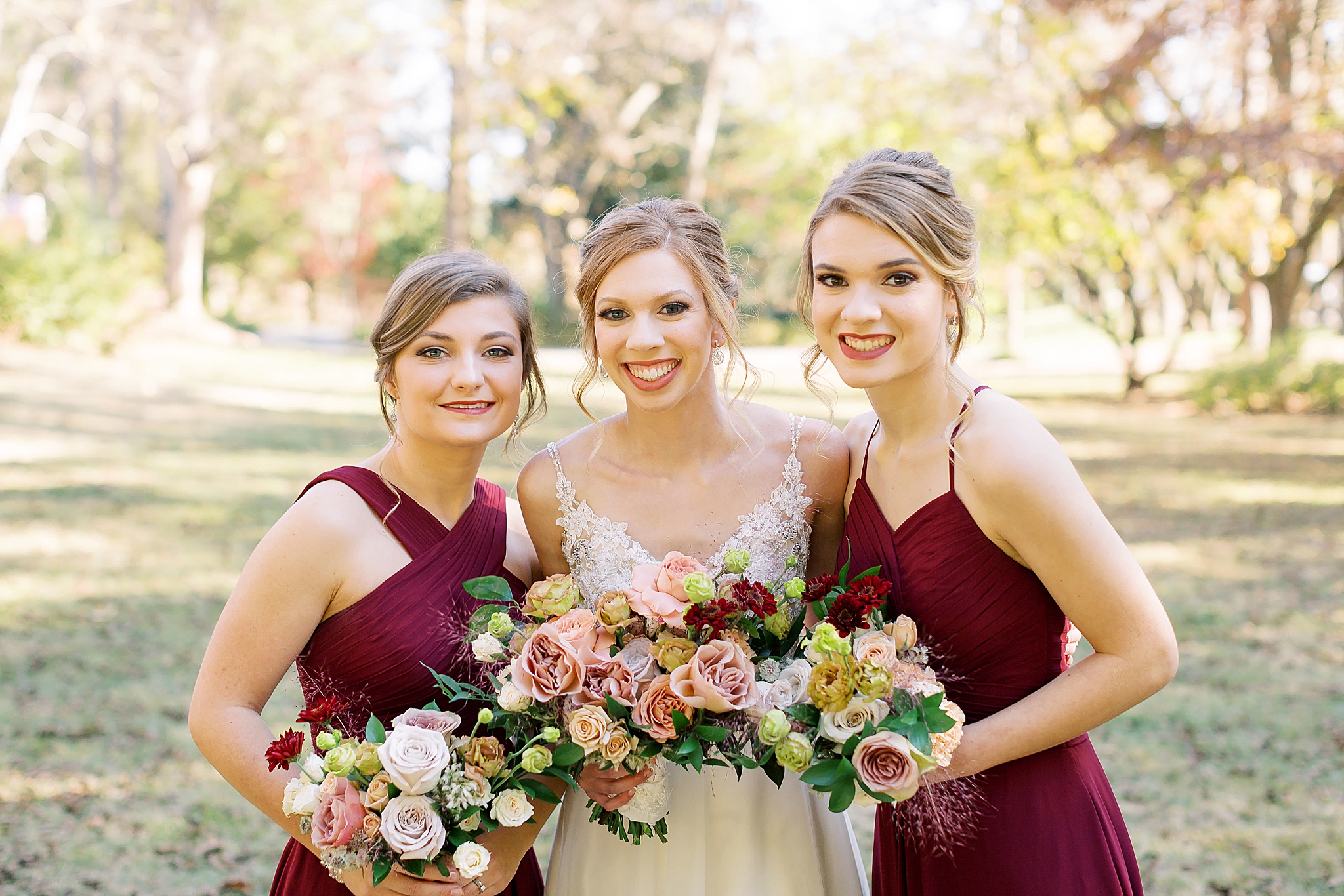 portraits of wedding party in Concord NC