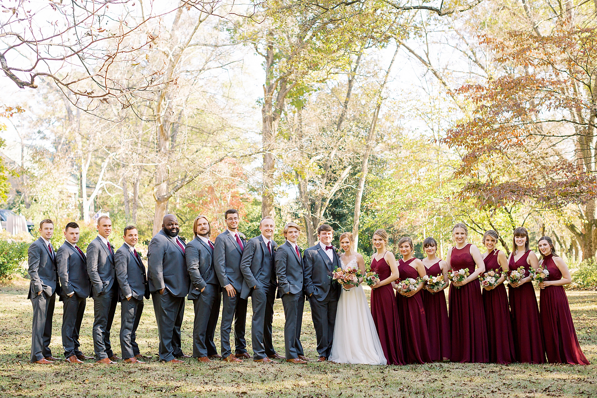 portraits of wedding party in Concord NC