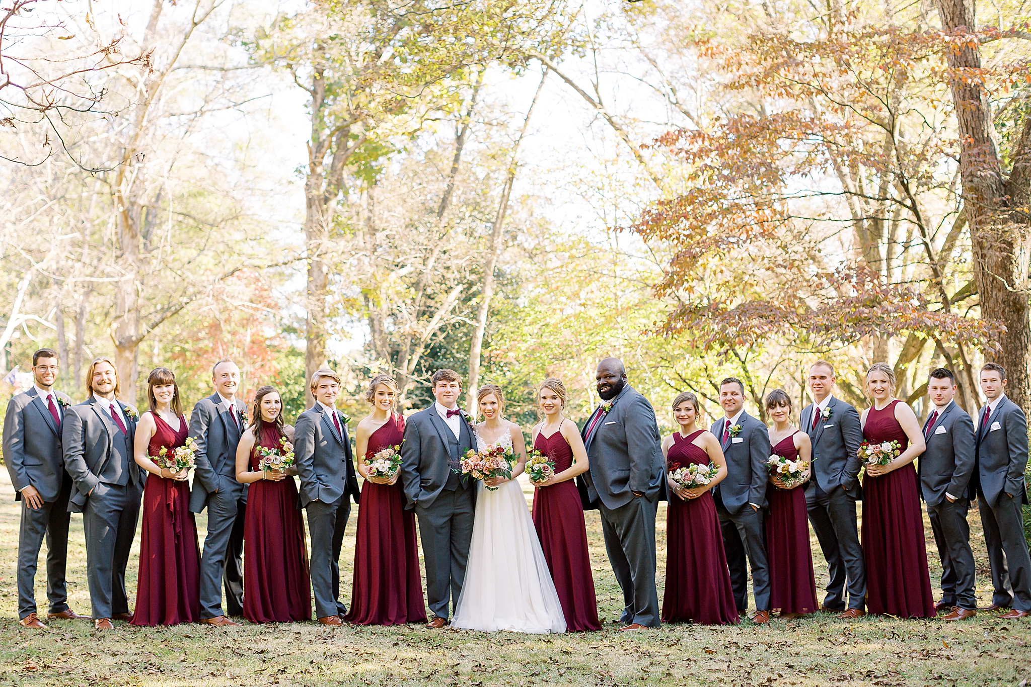 portraits of wedding party in Concord NC