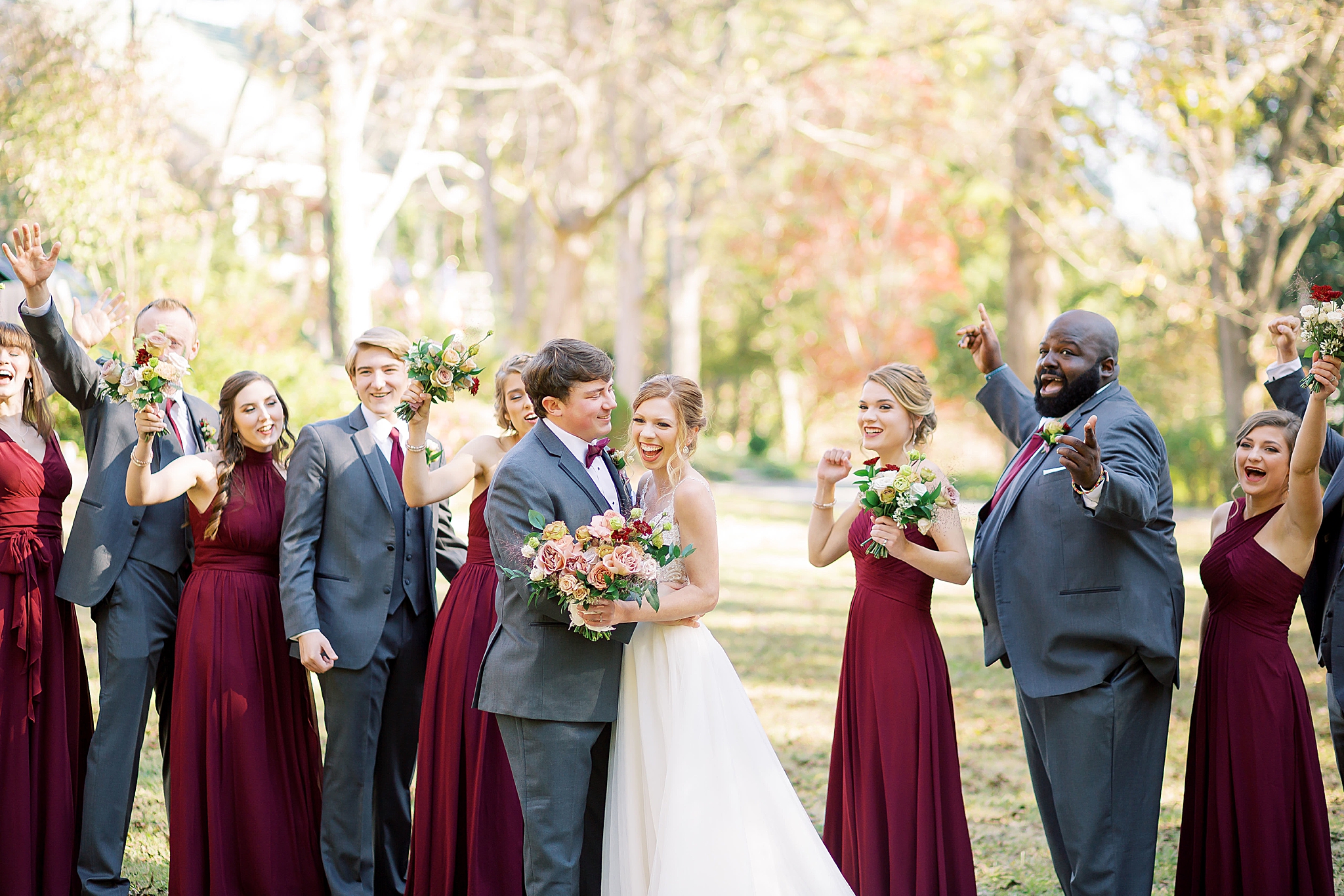 portraits of wedding party in Concord NC
