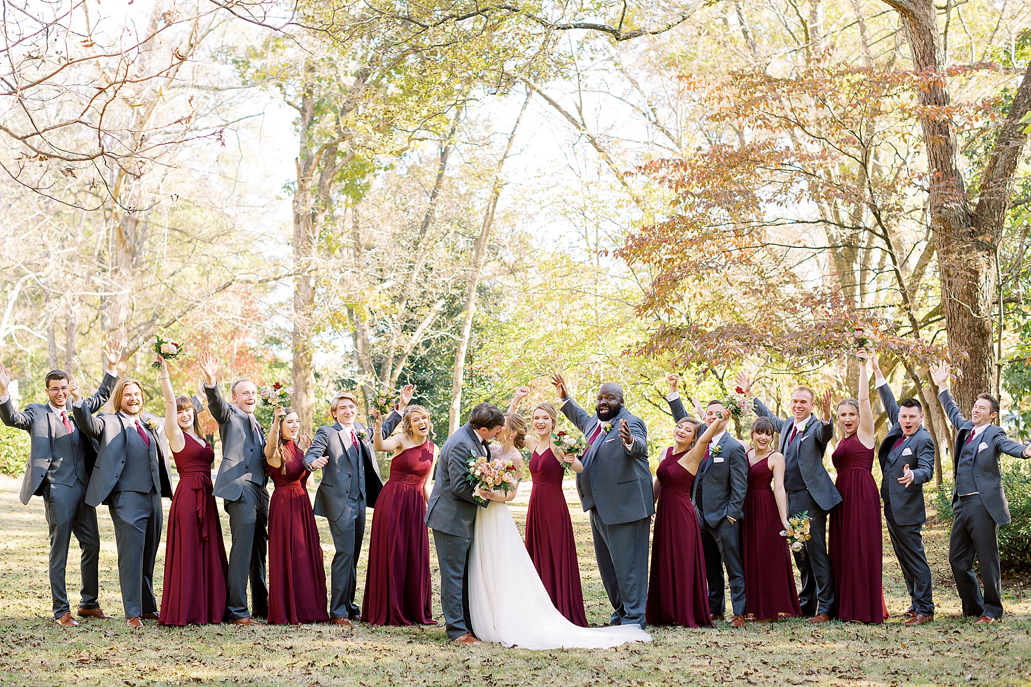 portraits of wedding party in Concord NC