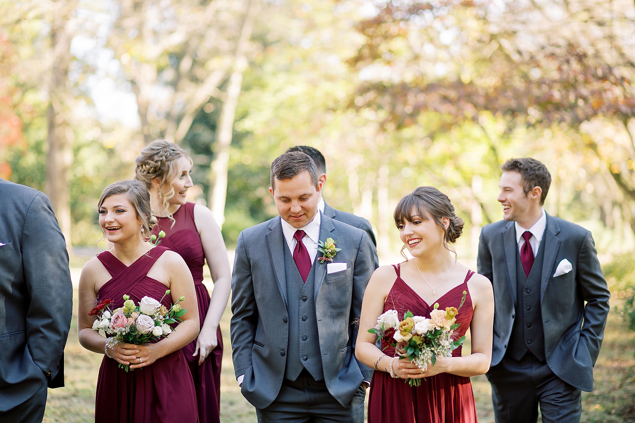 portraits of wedding party in Concord NC