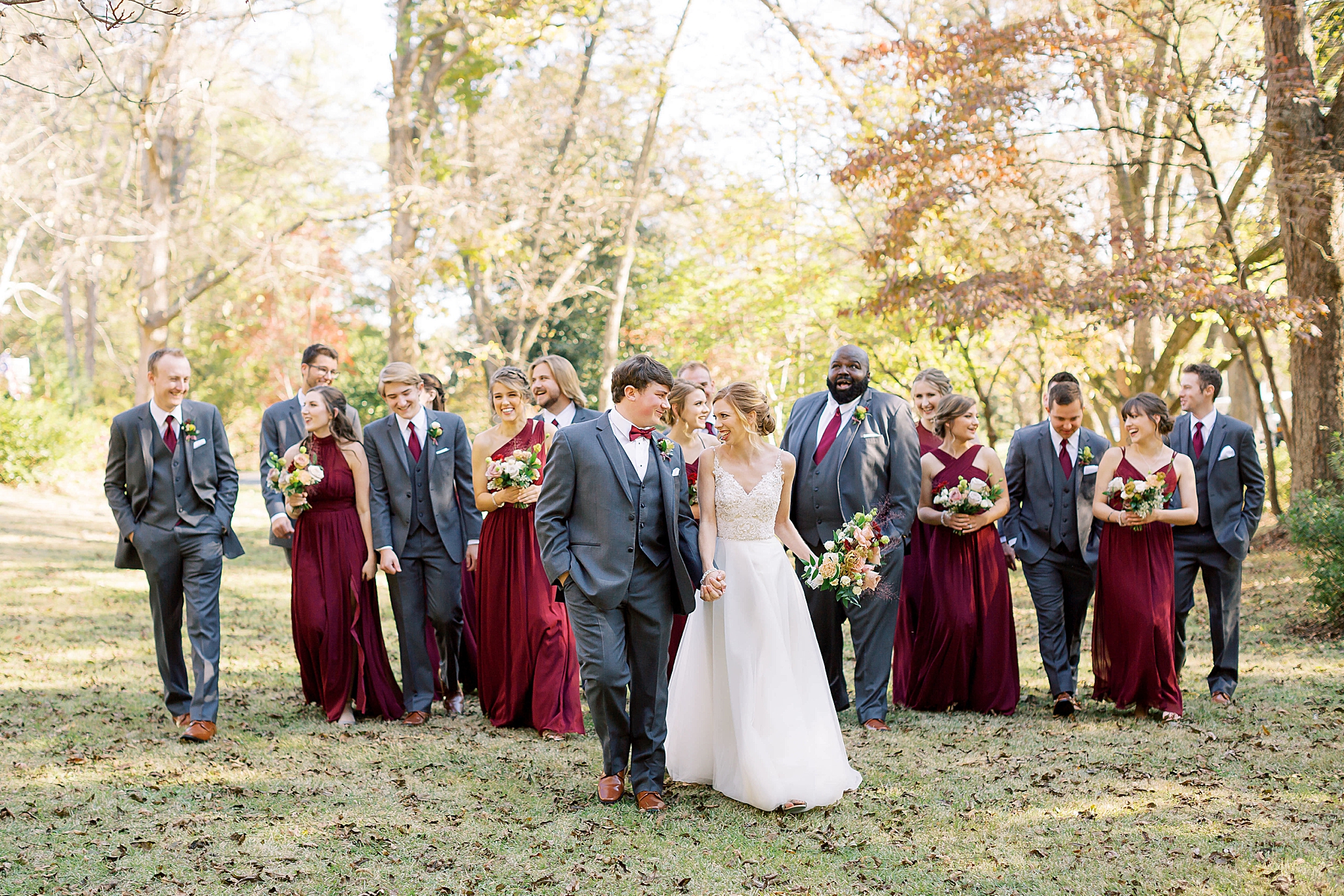 portraits of wedding party in Concord NC