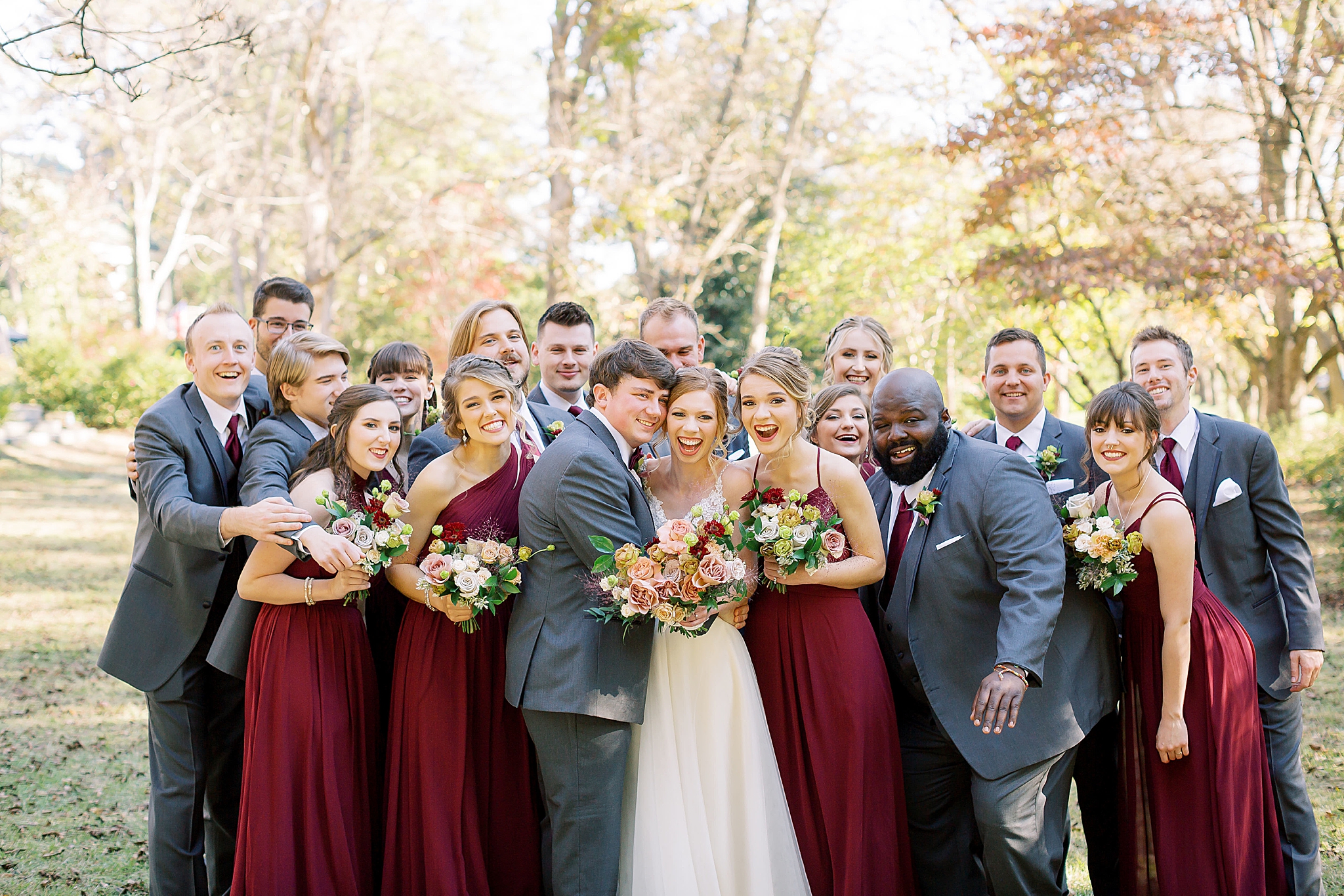 portraits of wedding party in Concord NC