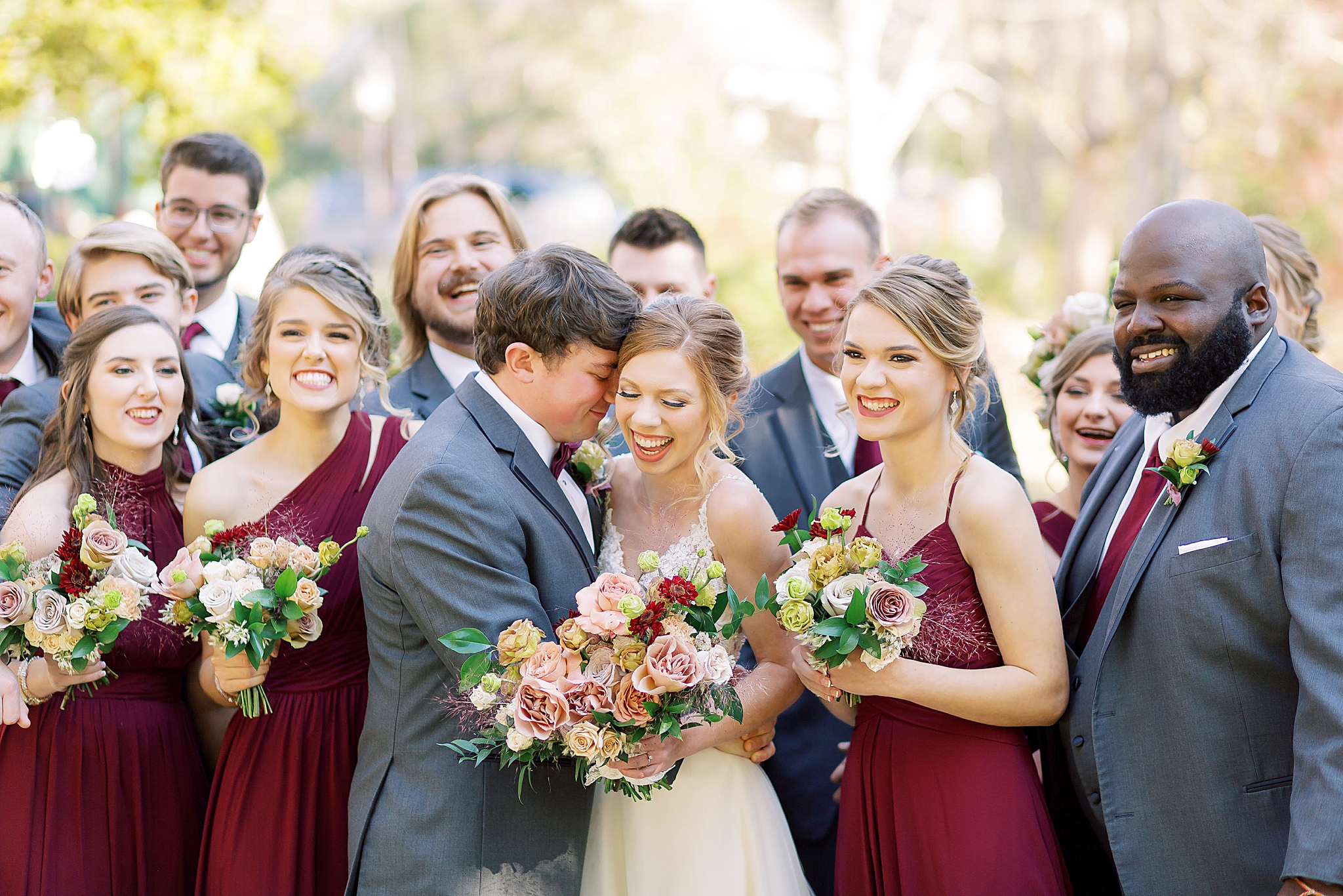 portraits of wedding party in Concord NC