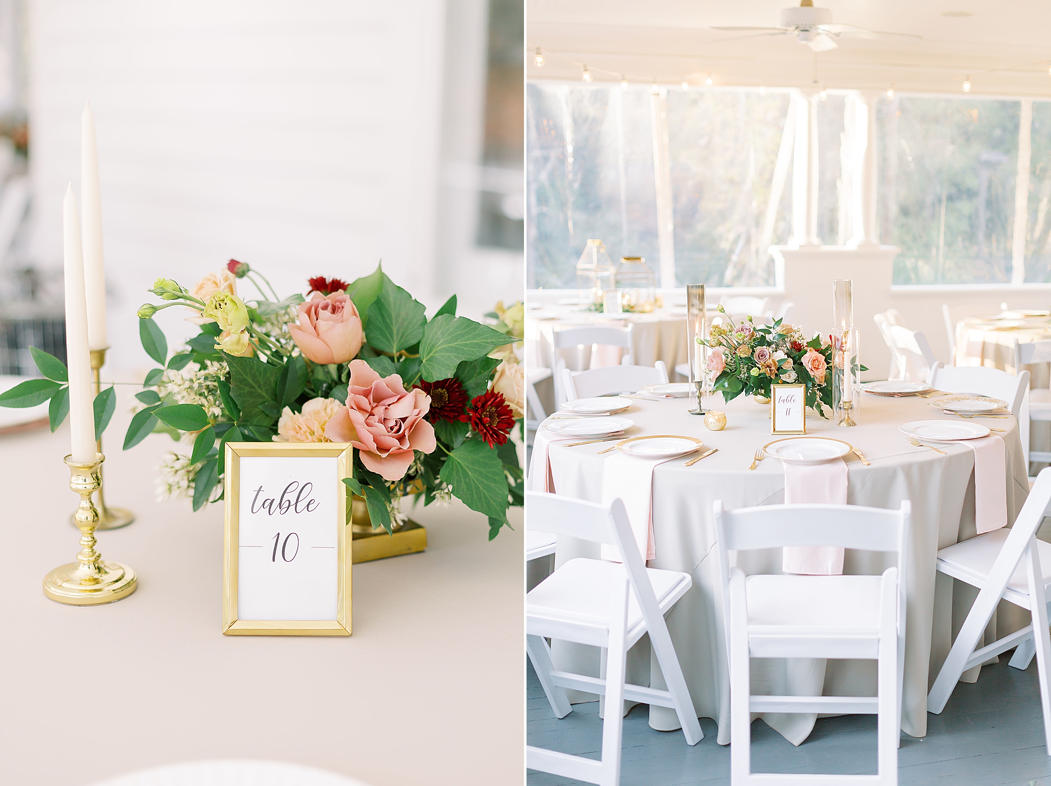 fall wedding reception at Ritchie Hill in Concord NC