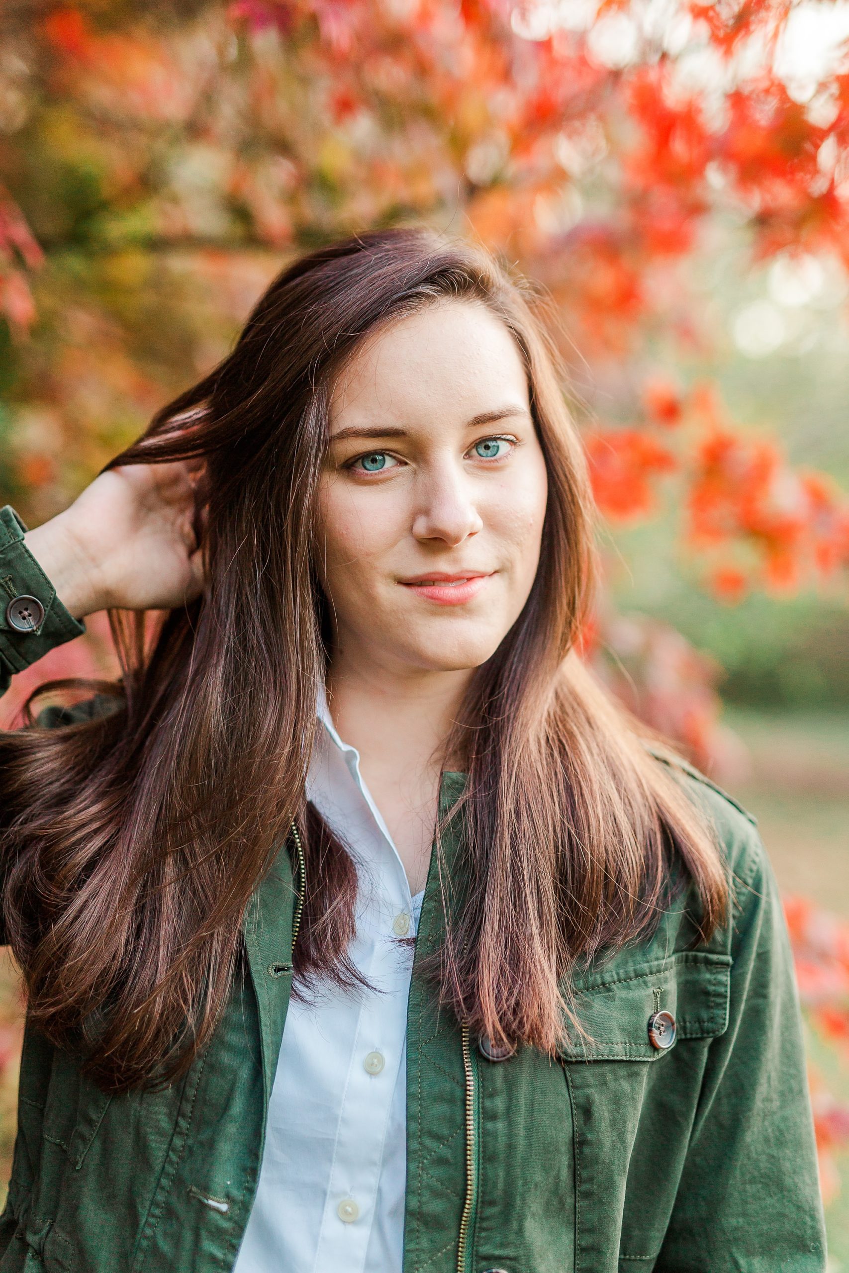 dramatic fall senior portraits at Sloan Park