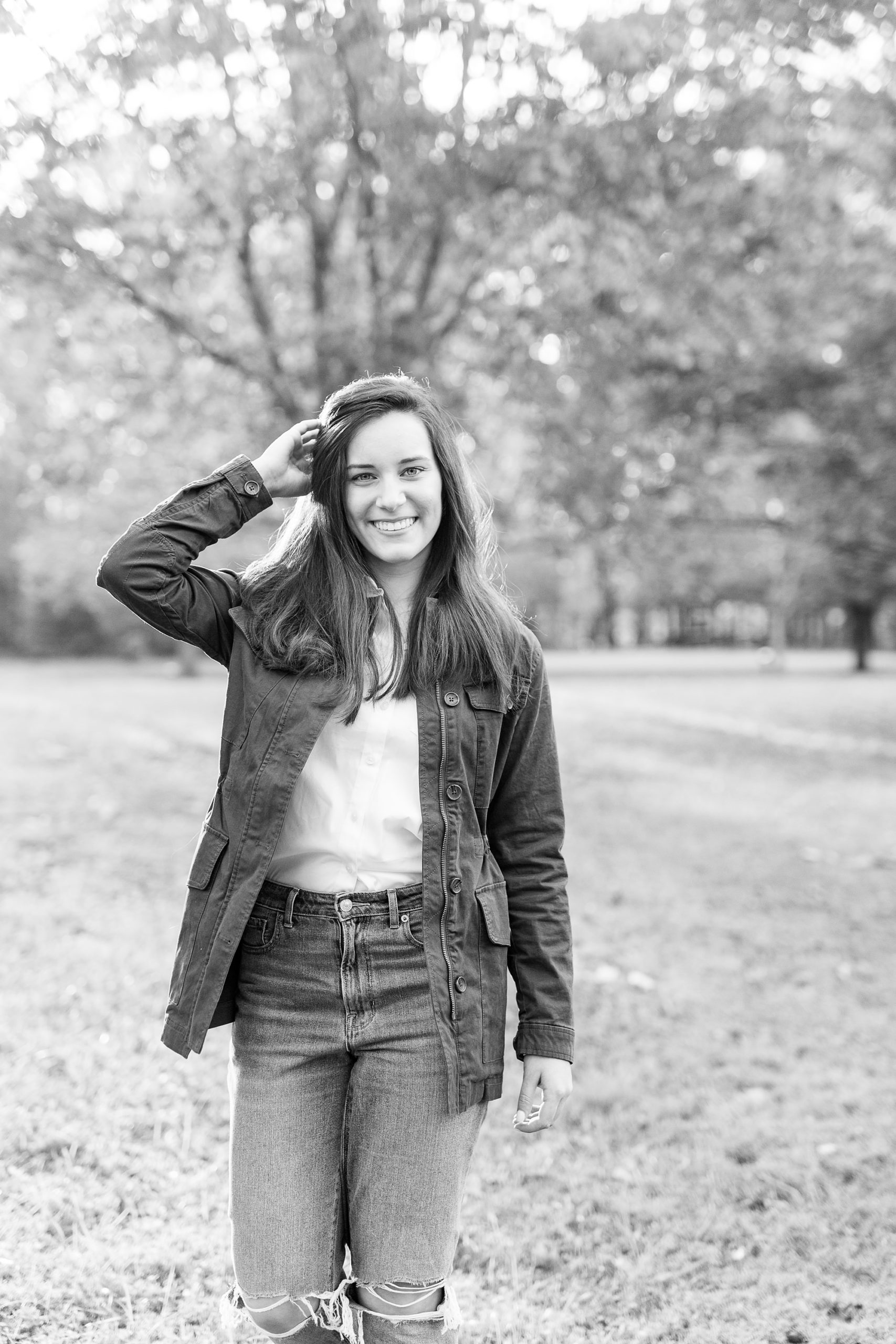 fall senior portraits at Sloan Park in Salisbury NC