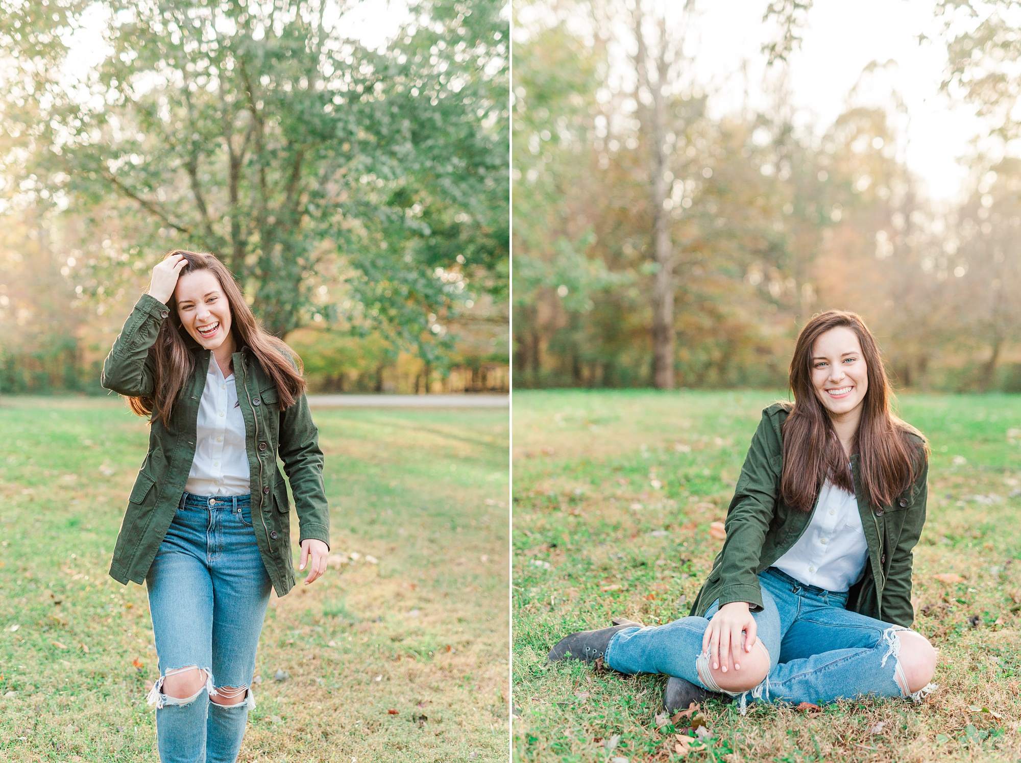 North Carolina senior portraits in the fall at Sloan Park