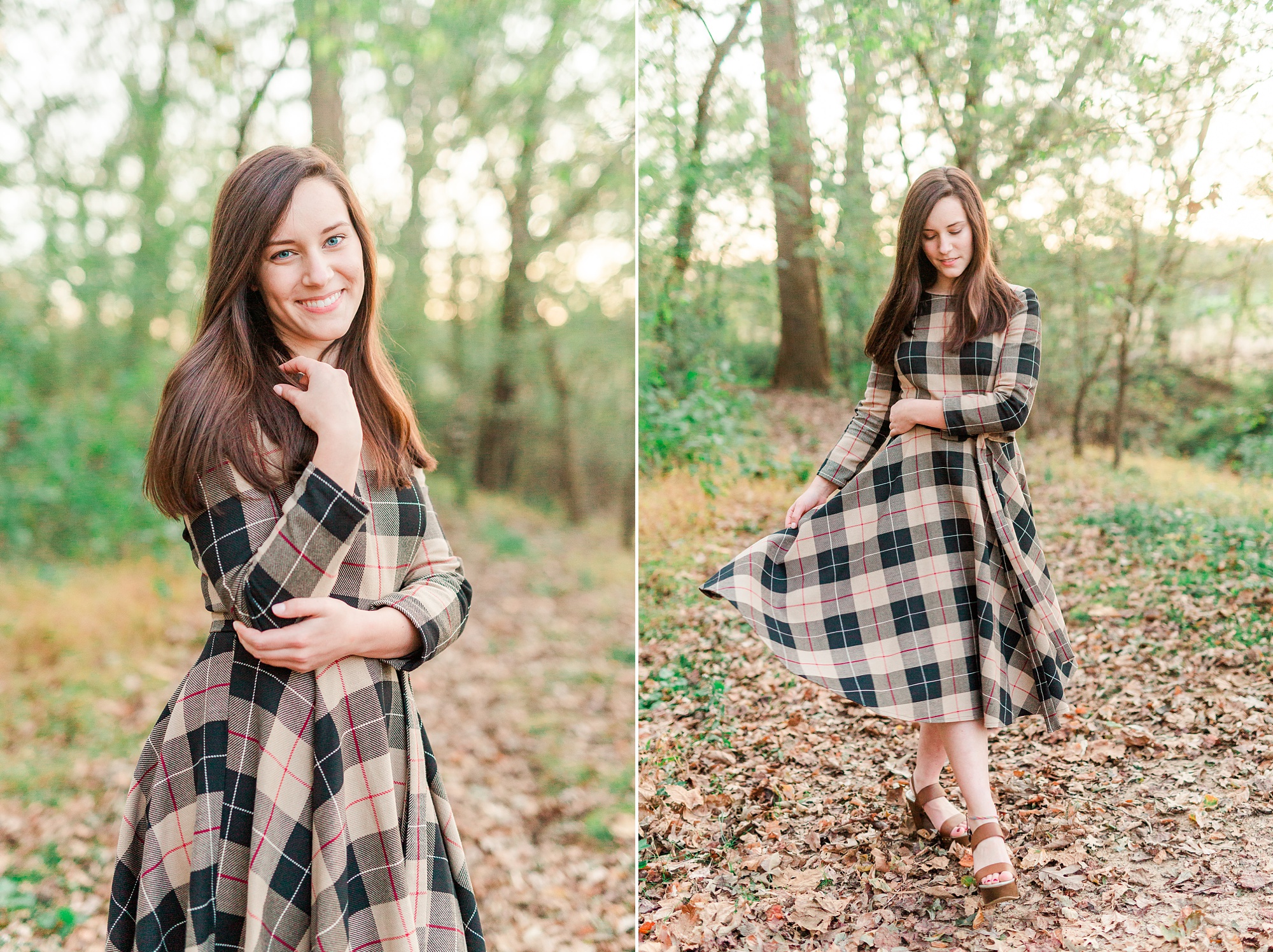 Sloan Park senior portraits of girl in plaid dress