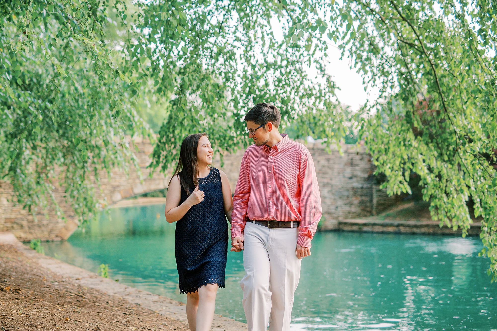 casual summer engagement session in Freedom Park